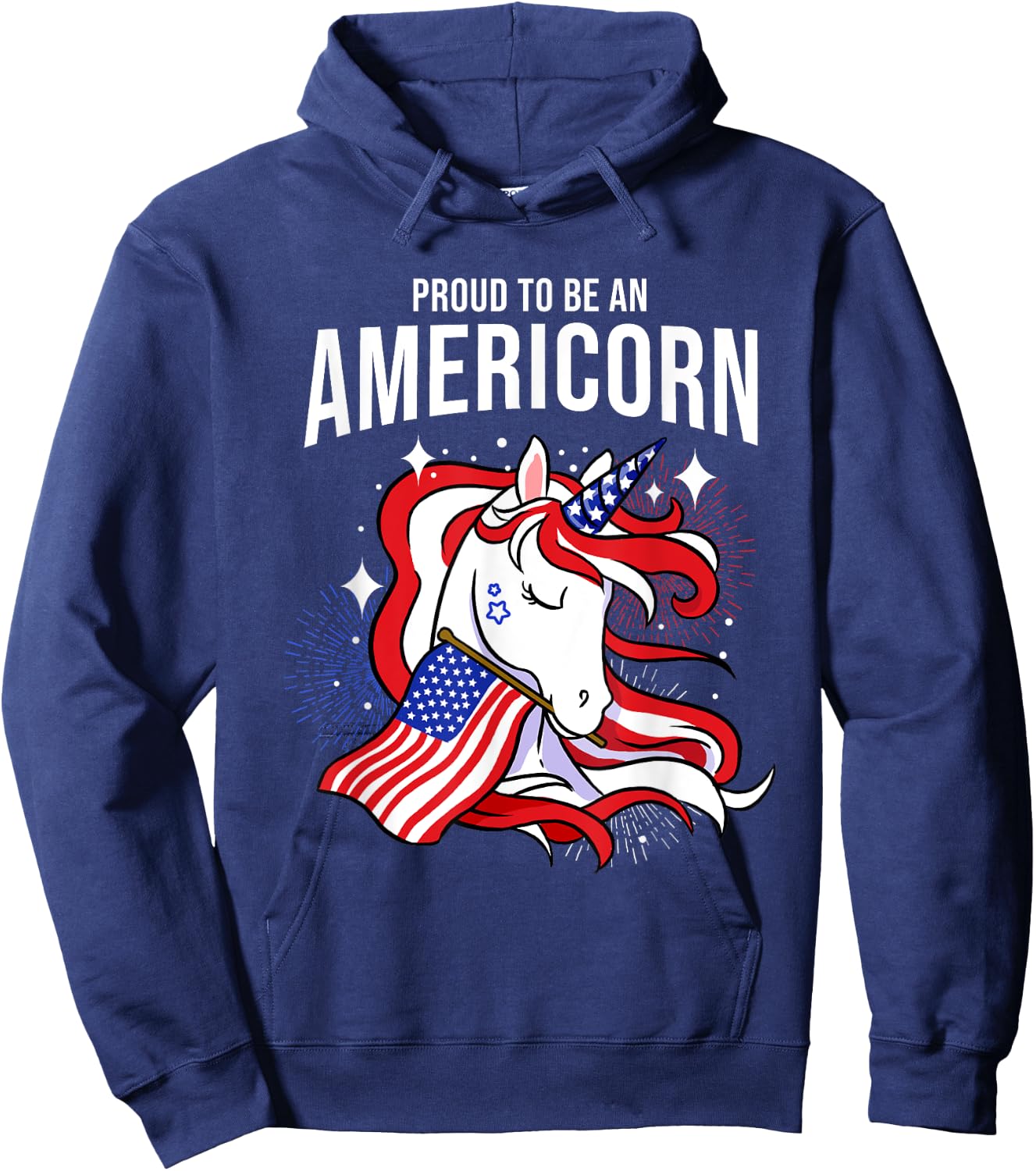 Proud To Be An Americorn Fourth Of July Hoodie - Hoodie | Navy