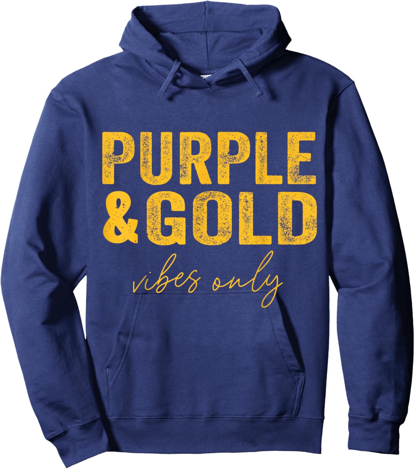 Purple And Gold Vibes Only Game Day For High School Football Hoodie - Hoodie | Navy