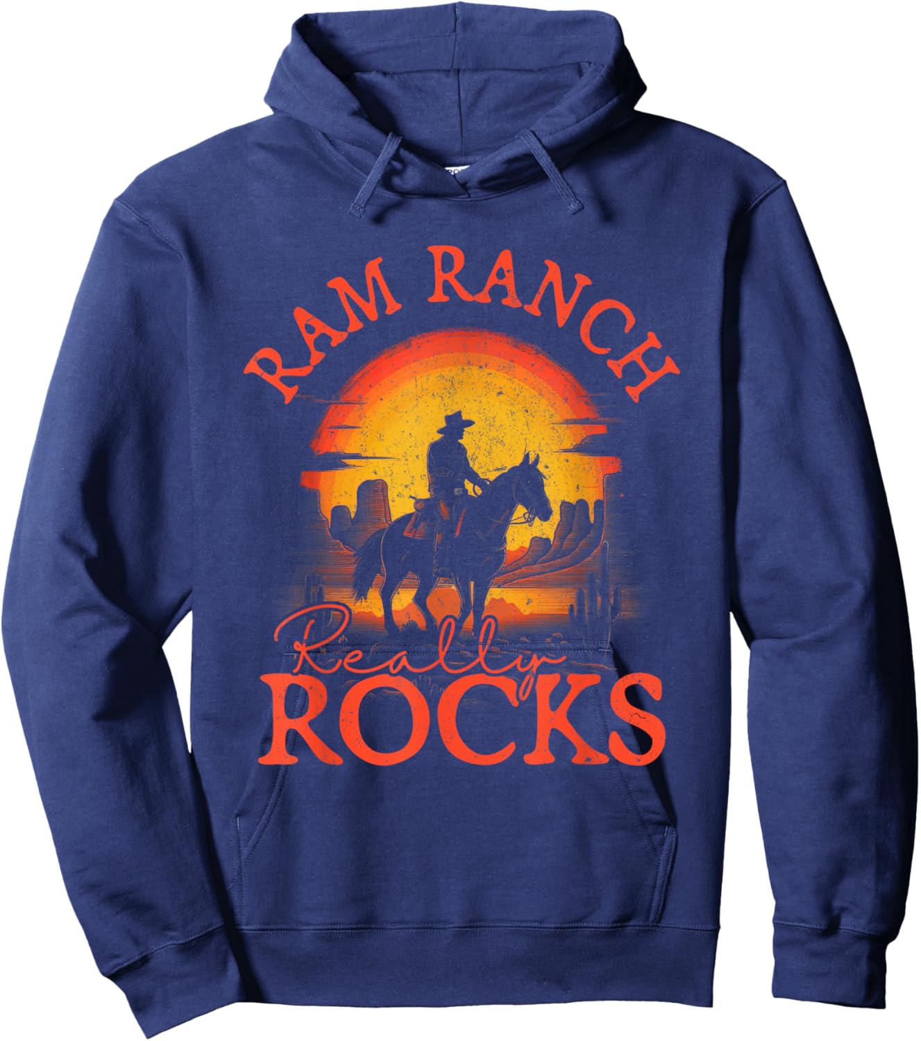 Western Life Rodeo Country Music Ram Ranch Really Rocks Hoodie - Hoodie | Navy