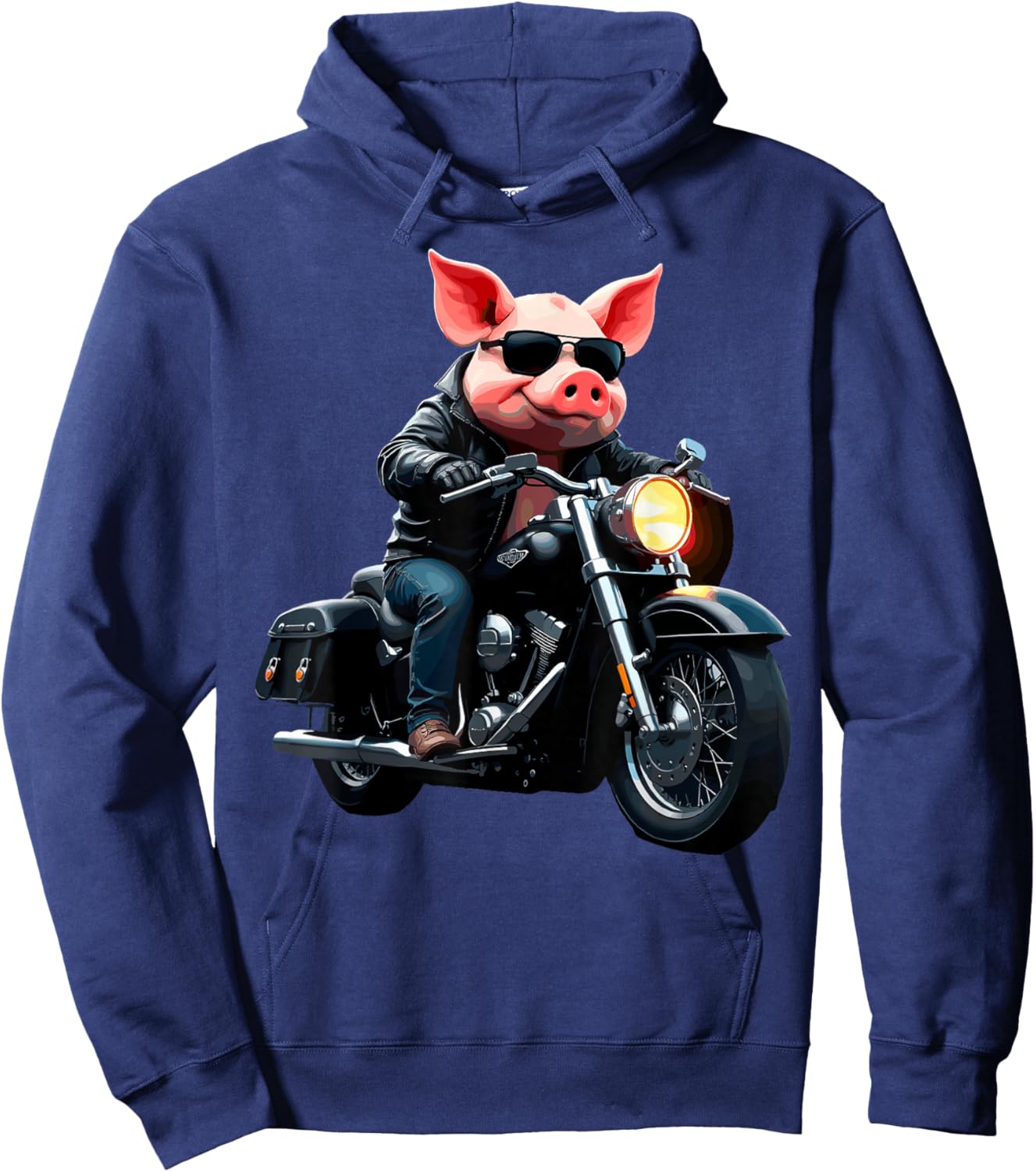 Funny Motorcycles Pig Biker Motorcycling Riding Lover Hoodie - Hoodie | Navy