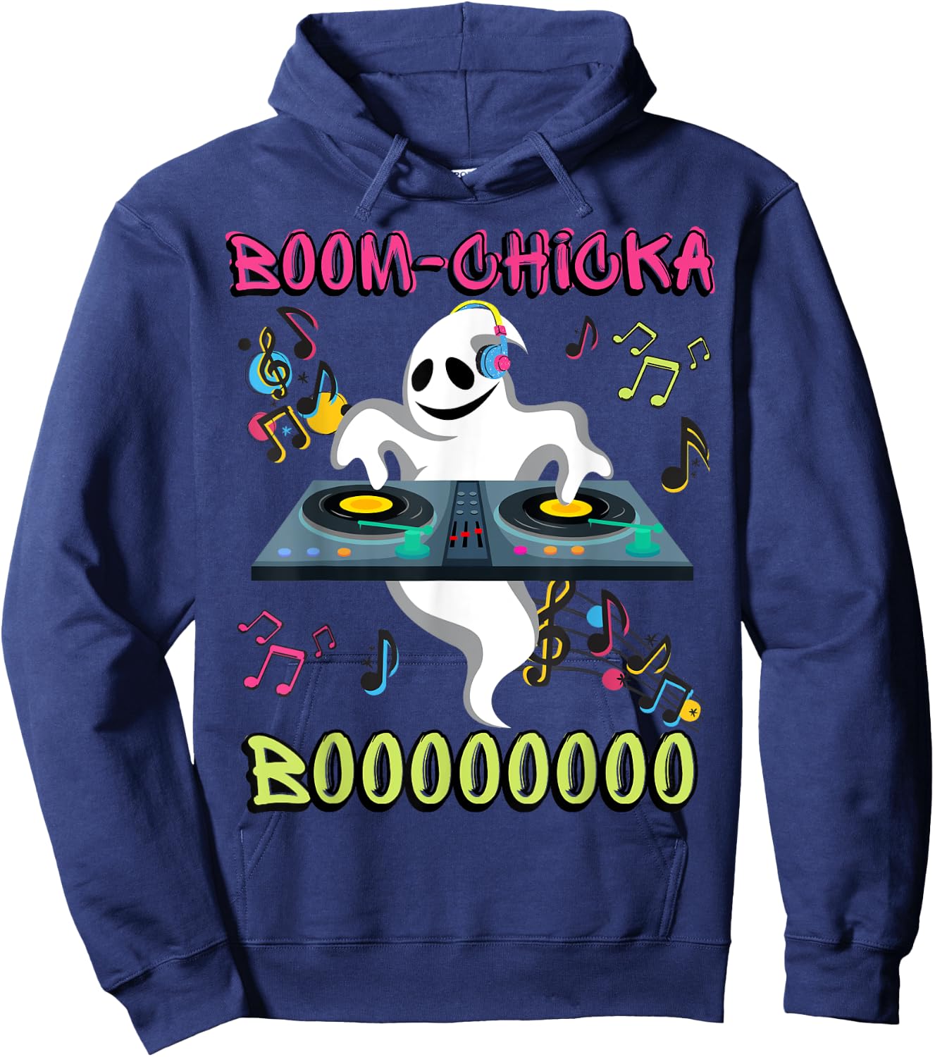 Ghost DJ/ Boom Chicka Boo/ Halloween Costume/ Funny Ghost Hoodie - Hoodie | Navy