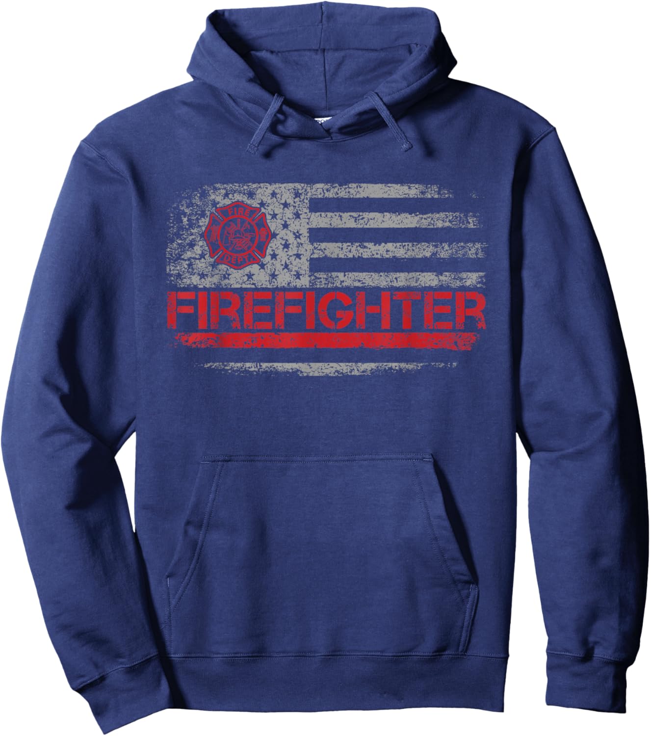 American Flag Firefighter For Fireman Patriotic Fire Fighter Hoodie - Hoodie | Navy