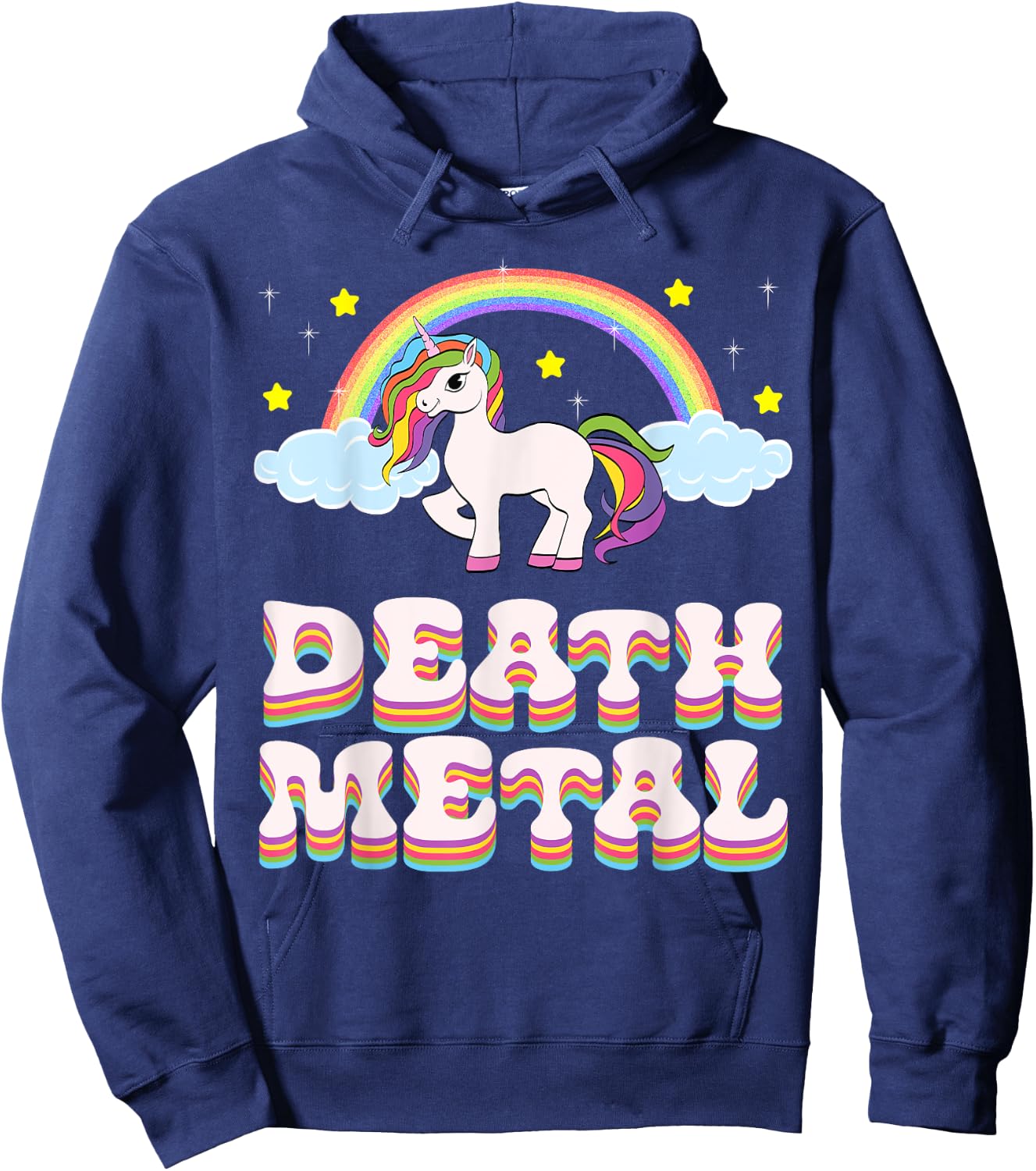 Funny Death Metal Unicorn Rainbow Gift Hoodie - Hoodie | Navy