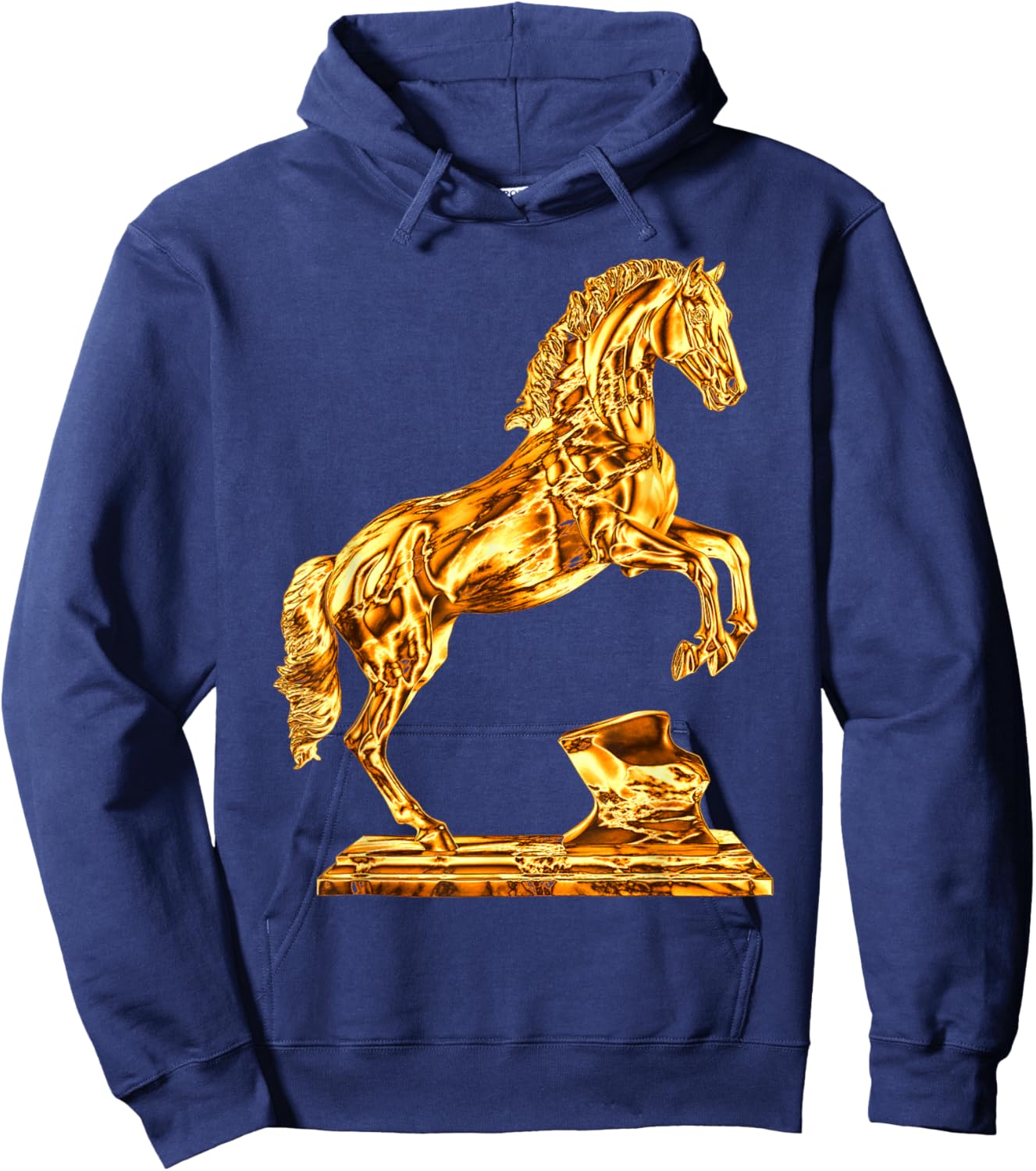Golden Statue of Horse Sculpture Hoodie - Hoodie | Navy