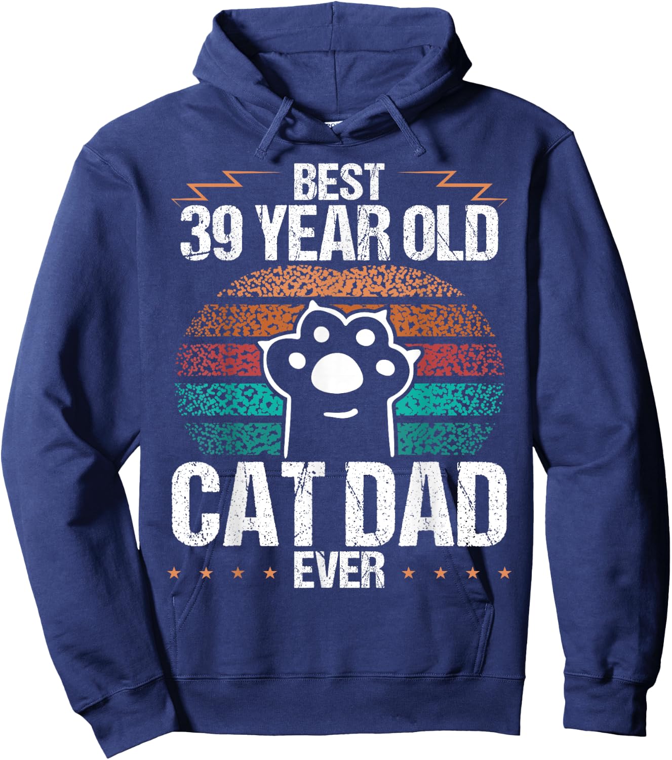 39 Year Old Cat Fathers Day Vintage 39 Birthday Cat Dad Women Kids Hoodie - Hoodie | Navy