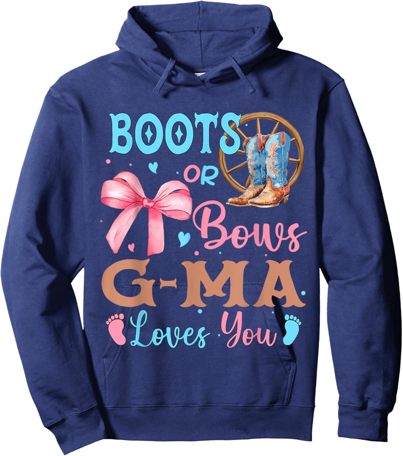 Boots or Bows Gender Reveal Decorations G-Ma Loves You Hoodie - Hoodie | Navy