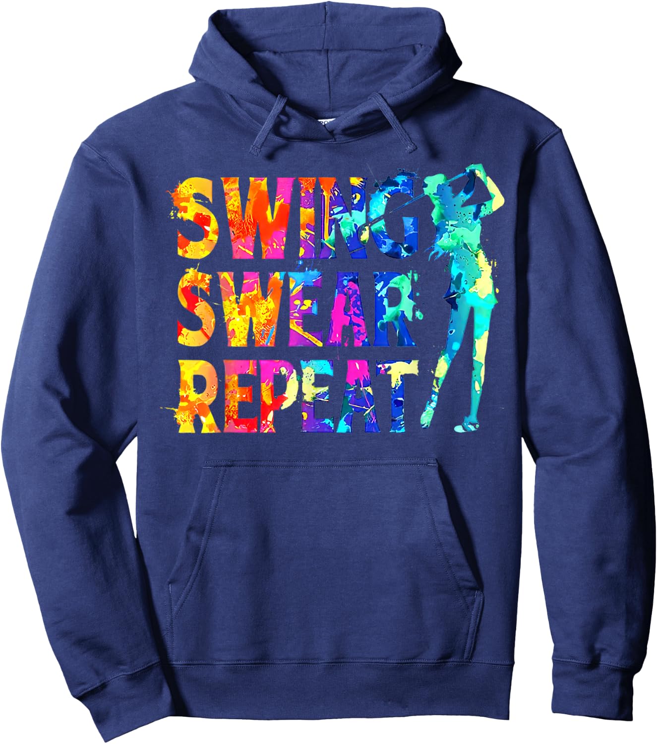 Water Color Swing Swear Repeat Funny Golf Club Men Women Hoodie - Hoodie | Navy