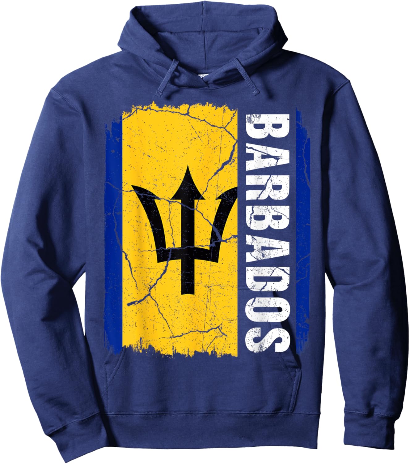Vintage Barbadian Flag Barbados Pride Roots Heritage Hoodie - Hoodie | Navy