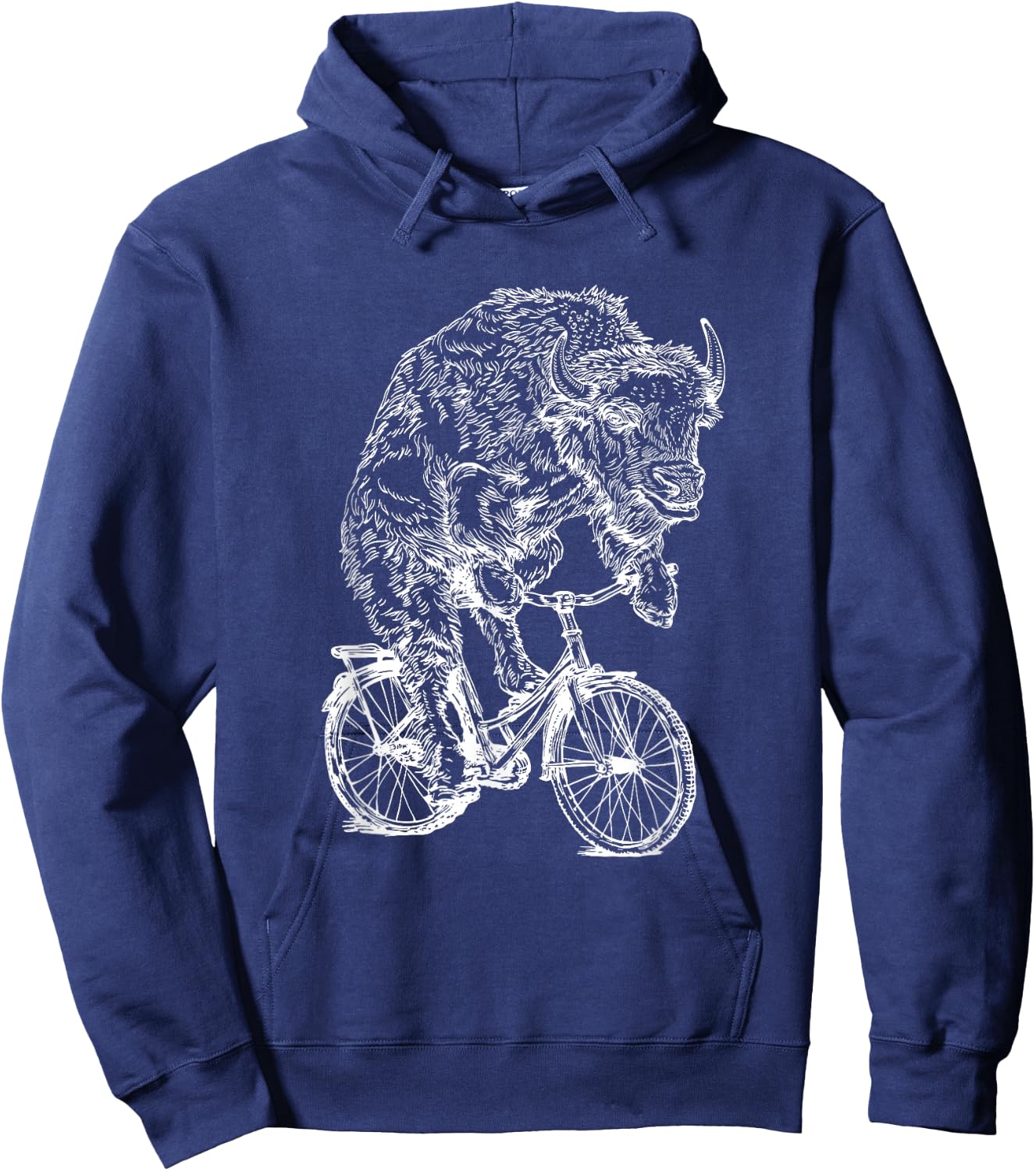 Bison Cycling Bicycle Buffalo Funny Animal Riding Bike Hoodie - Hoodie | Navy