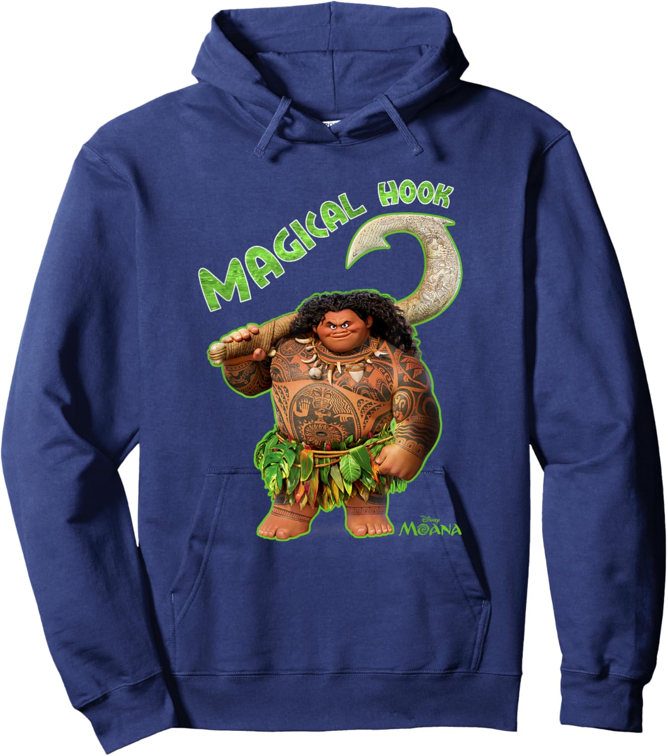 Disney Moana Maui Iconic Magical Hook Big Chest Portrait Hoodie - Hoodie | Navy