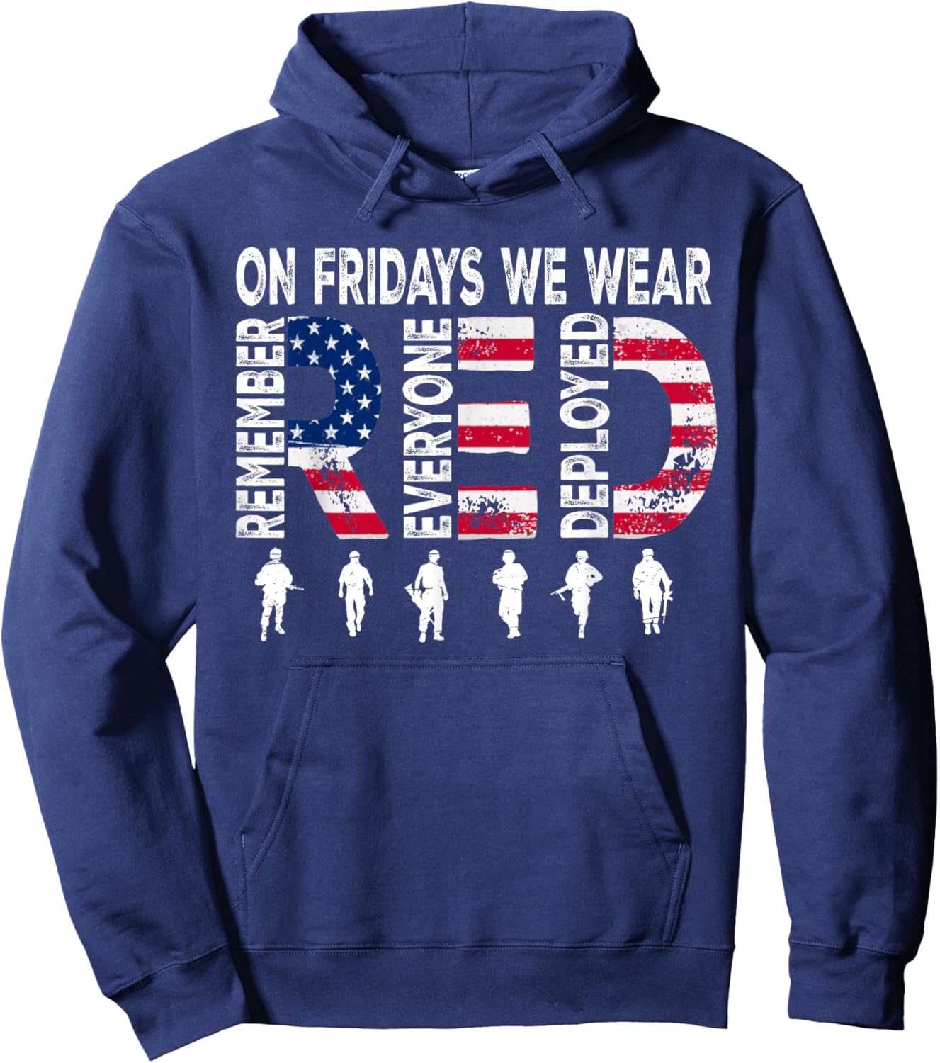 On Friday We Wear Red Friday Military Support troops US Flag Hoodie - Hoodie | Navy