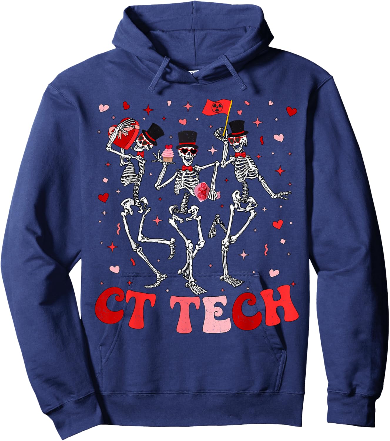 Skeleton CT Tech Computed Tomography Technologist Valentines Hoodie - Hoodie | Navy