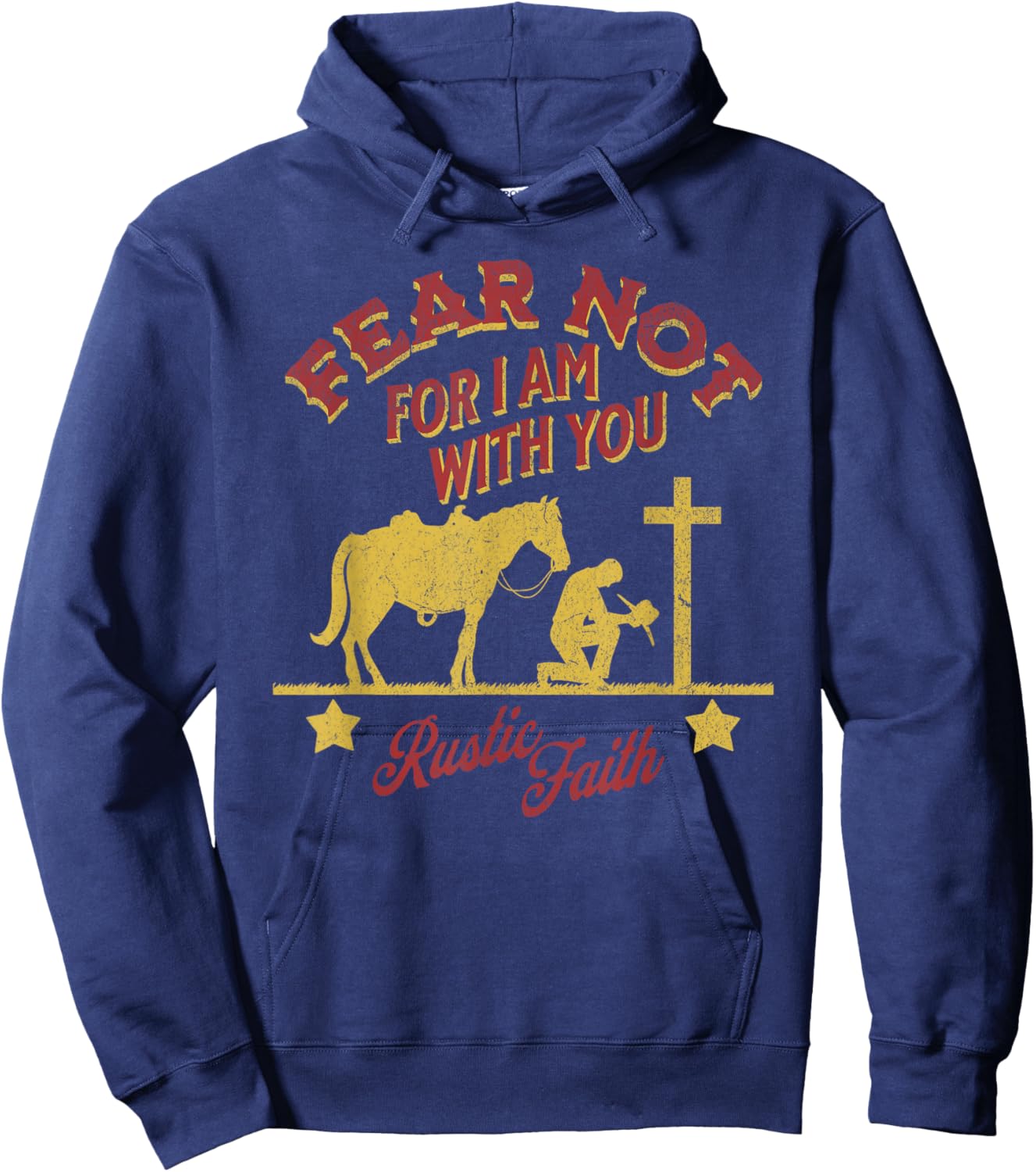 Cowboy Kneeling At Cross Scripture Bible Christian Jesus Hoodie - Hoodie | Navy