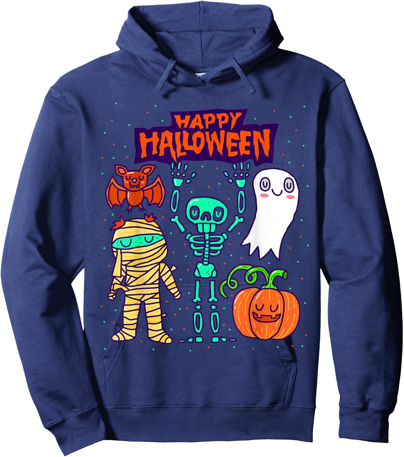 Happy Halloween Skeleton Pumpkin Ghost Cute Kids Boys Girls Hoodie - Hoodie | Navy