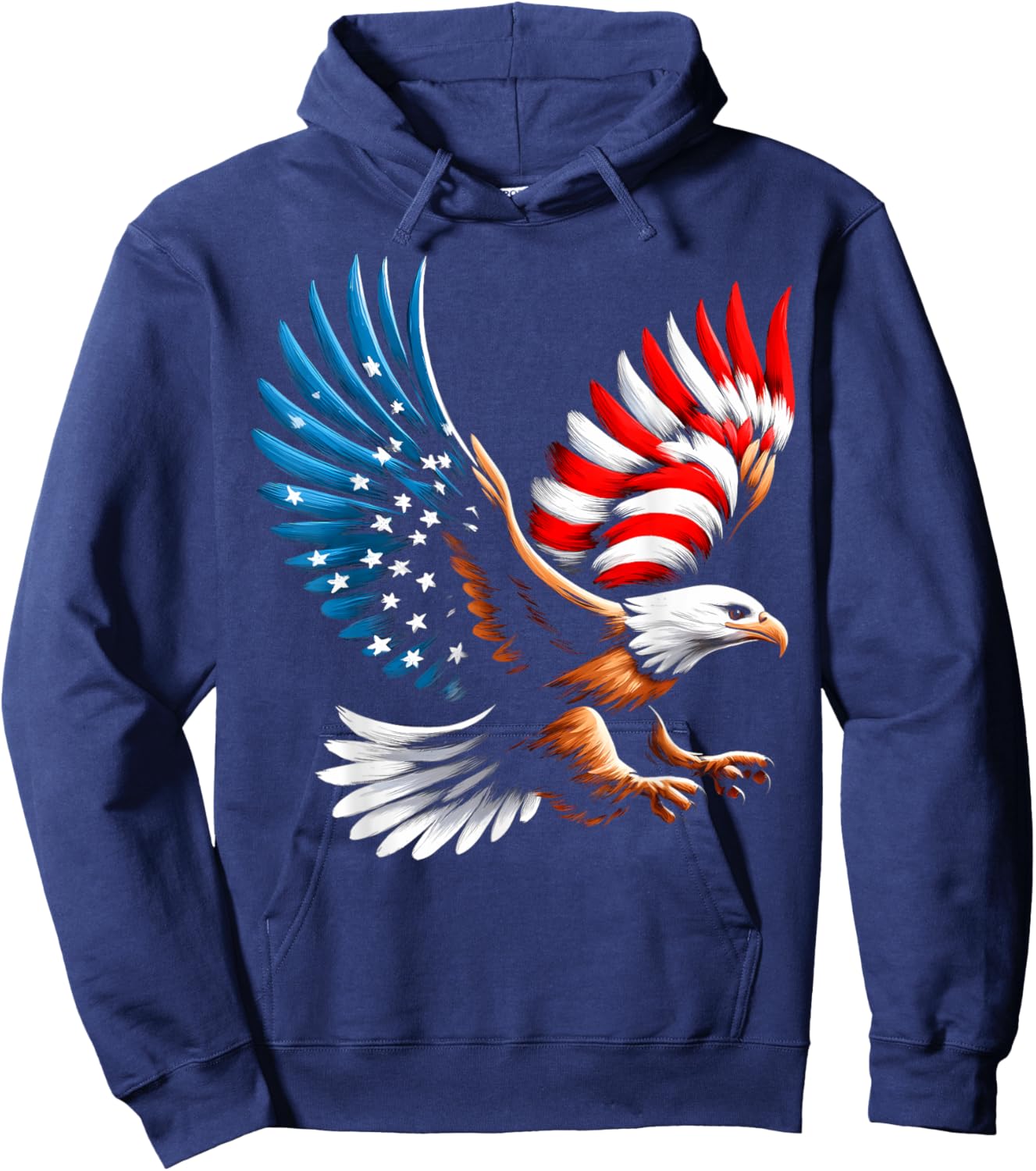 Bald Eagle & Patriotic American Flag 4th of July Women Girls Kids Men Hoodie - Hoodie | Navy