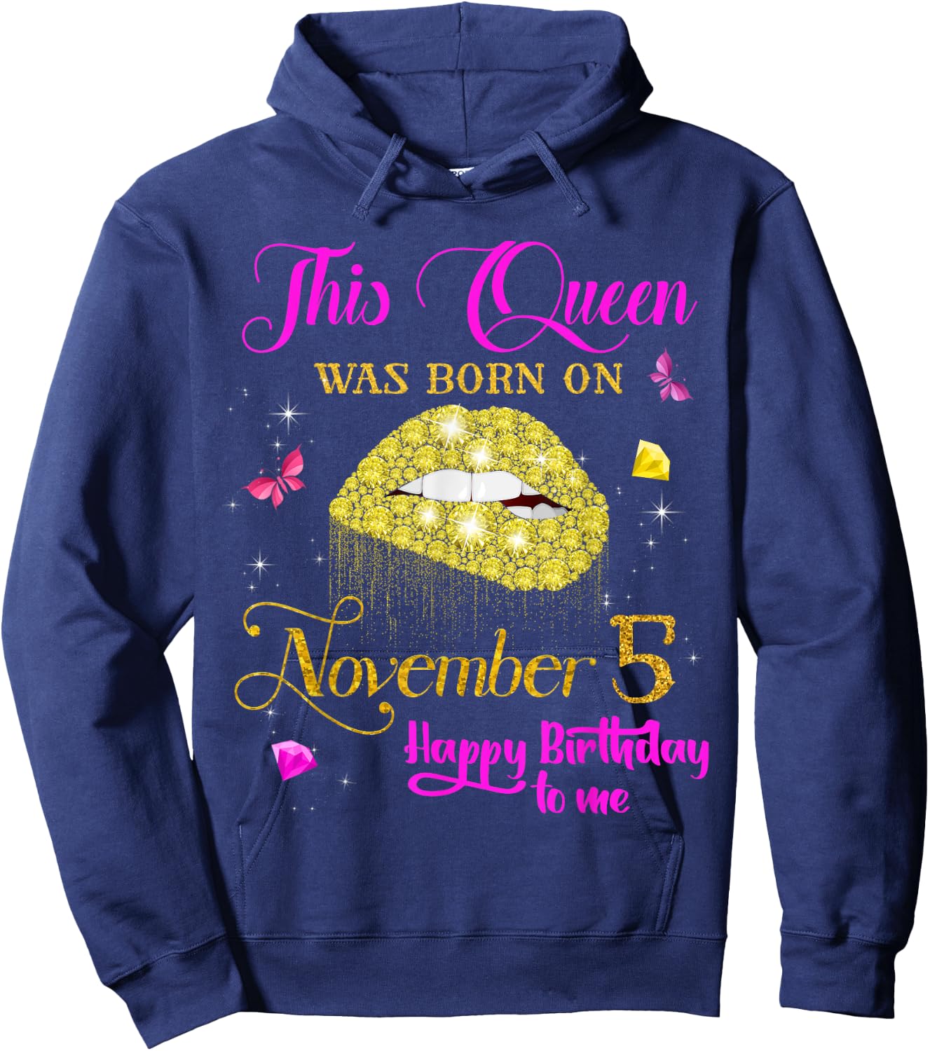 This Queen Was Born on November 5, 5th November Birthday Hoodie - Hoodie | Navy