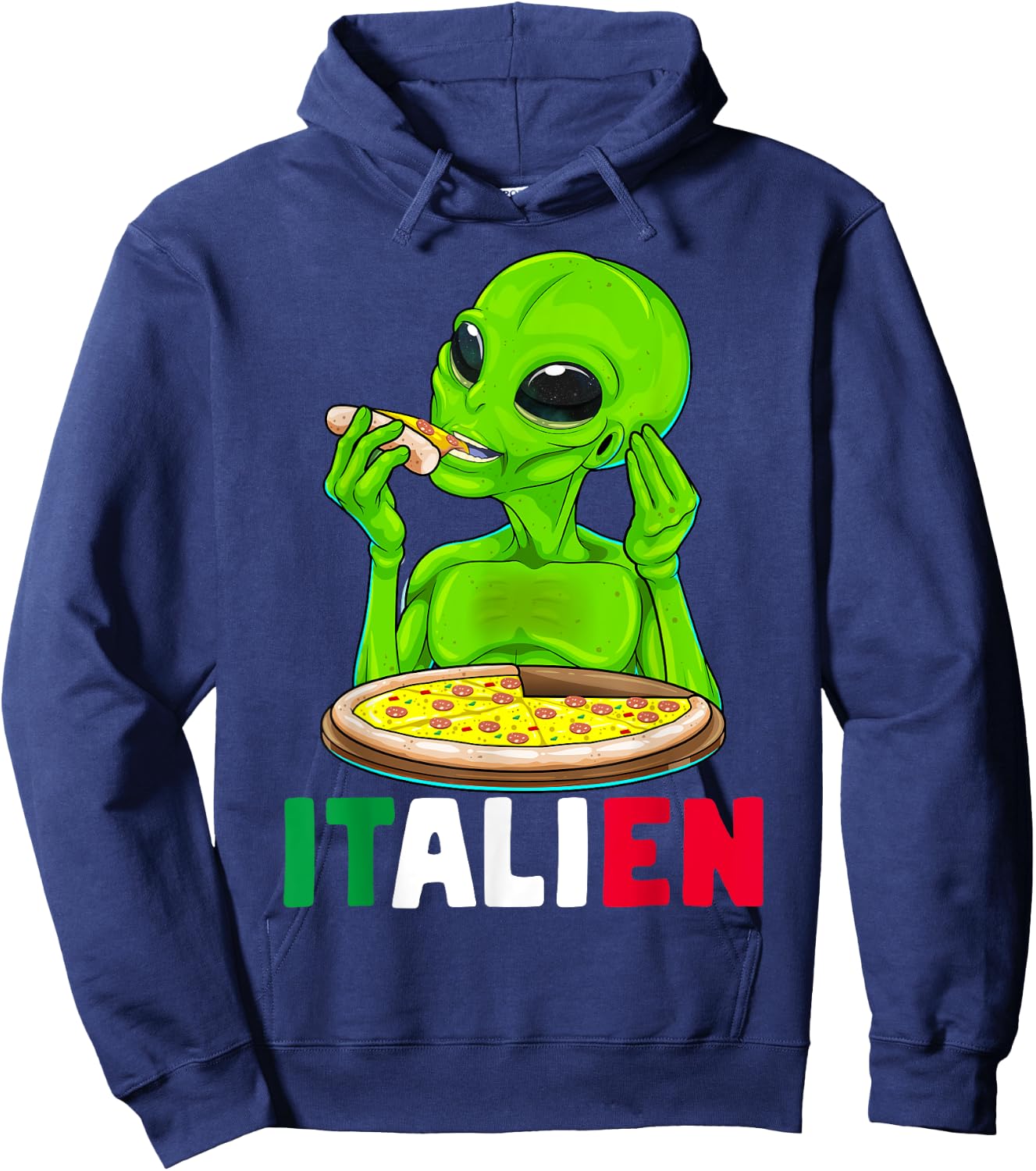 Italian Alien Italien Italy UFO Extraterrestrial Pizza Meme Hoodie - Hoodie | Navy