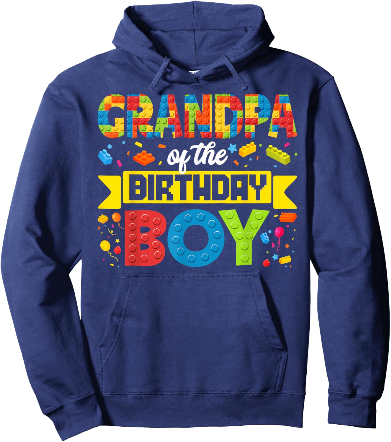 Grandpa Of The Birthday Boy Master Builder Building Blocks Hoodie - Hoodie | Navy