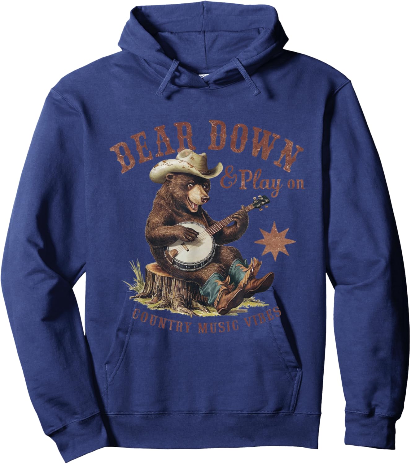 Bear Down & Play On: Vintage Country Music Vibes Funny Hoodie - Hoodie | Navy