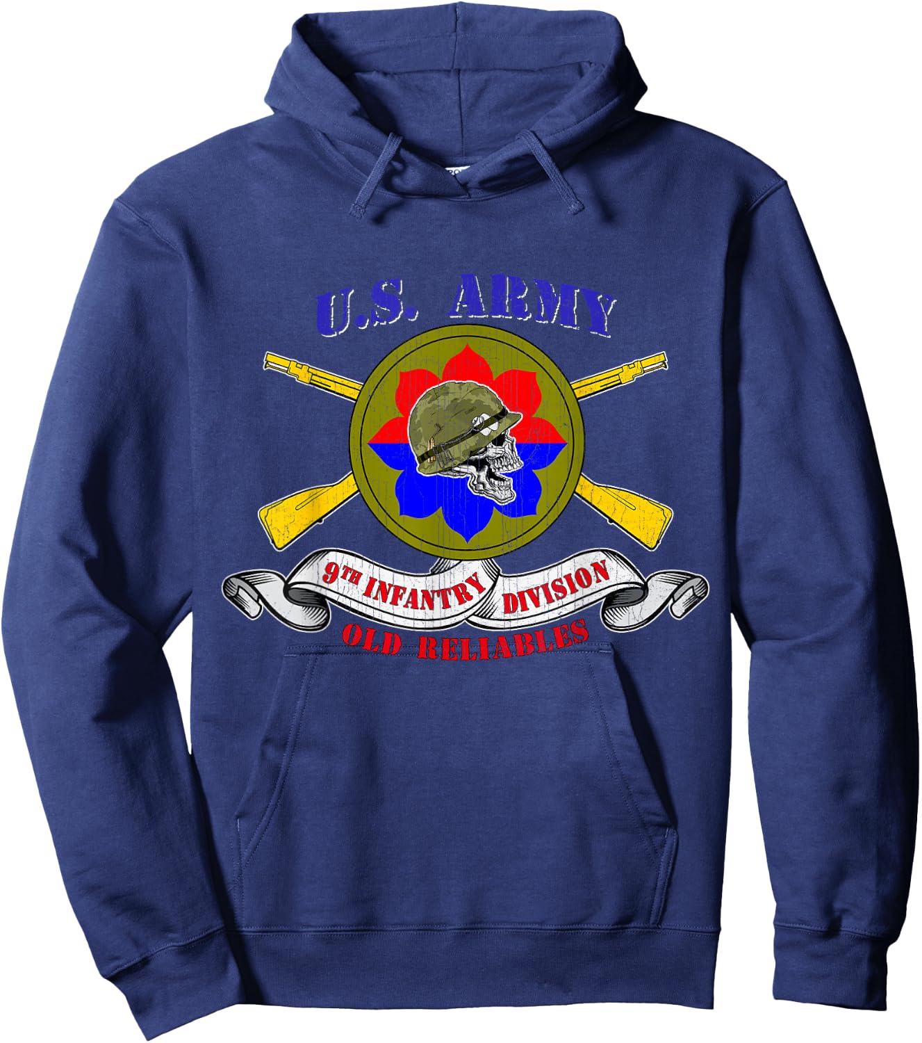 9th Infantry Division 9th ID Veteran Old Reliables Vintage Hoodie - Hoodie | Navy