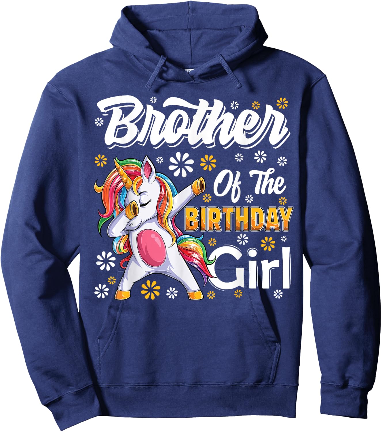 awesome dabbing unicorn birthday Brother Family Matching Hoodie - Hoodie | Navy