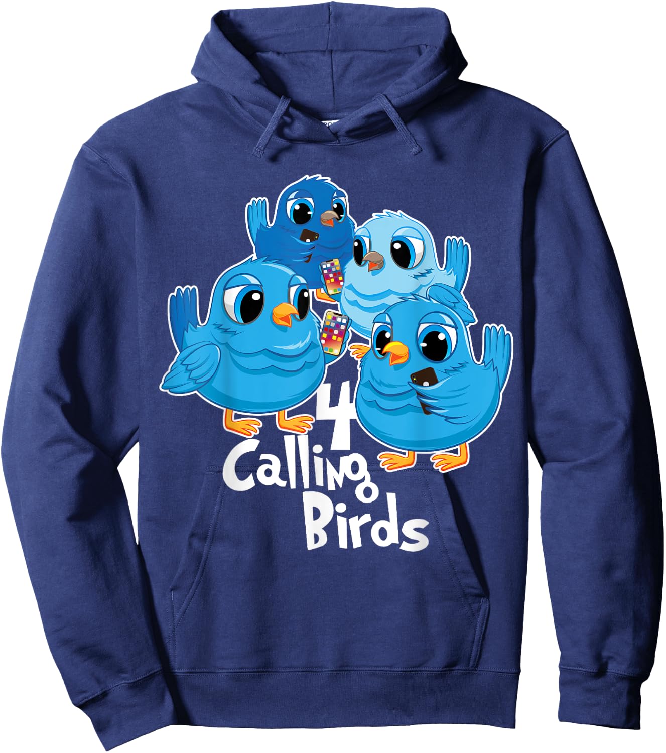 Four Calling Birds 12 Days Christmas Song Funny Gift Hoodie - Hoodie | Navy