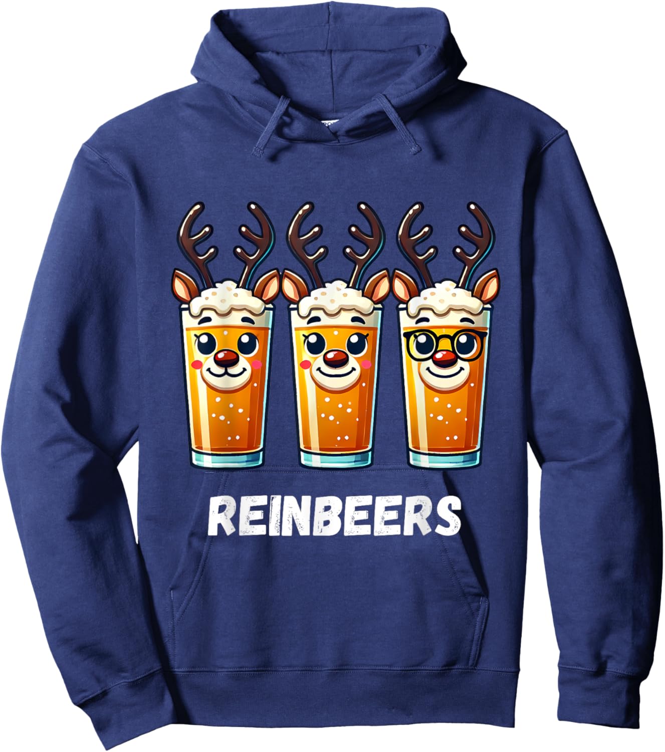 Reinbeers Funny Reindeer Beer Christmas Drinking Hoodie - Hoodie | Navy