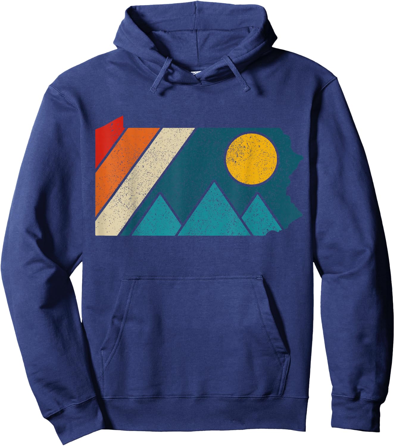 Pennsylvania Vintage State Map Mountains Hiking Pride Hoodie - Hoodie | Navy