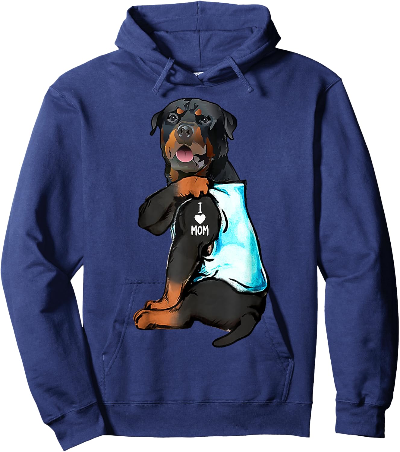 Rottweiler I Love Mom Tattoo Hoodie - Hoodie | Navy