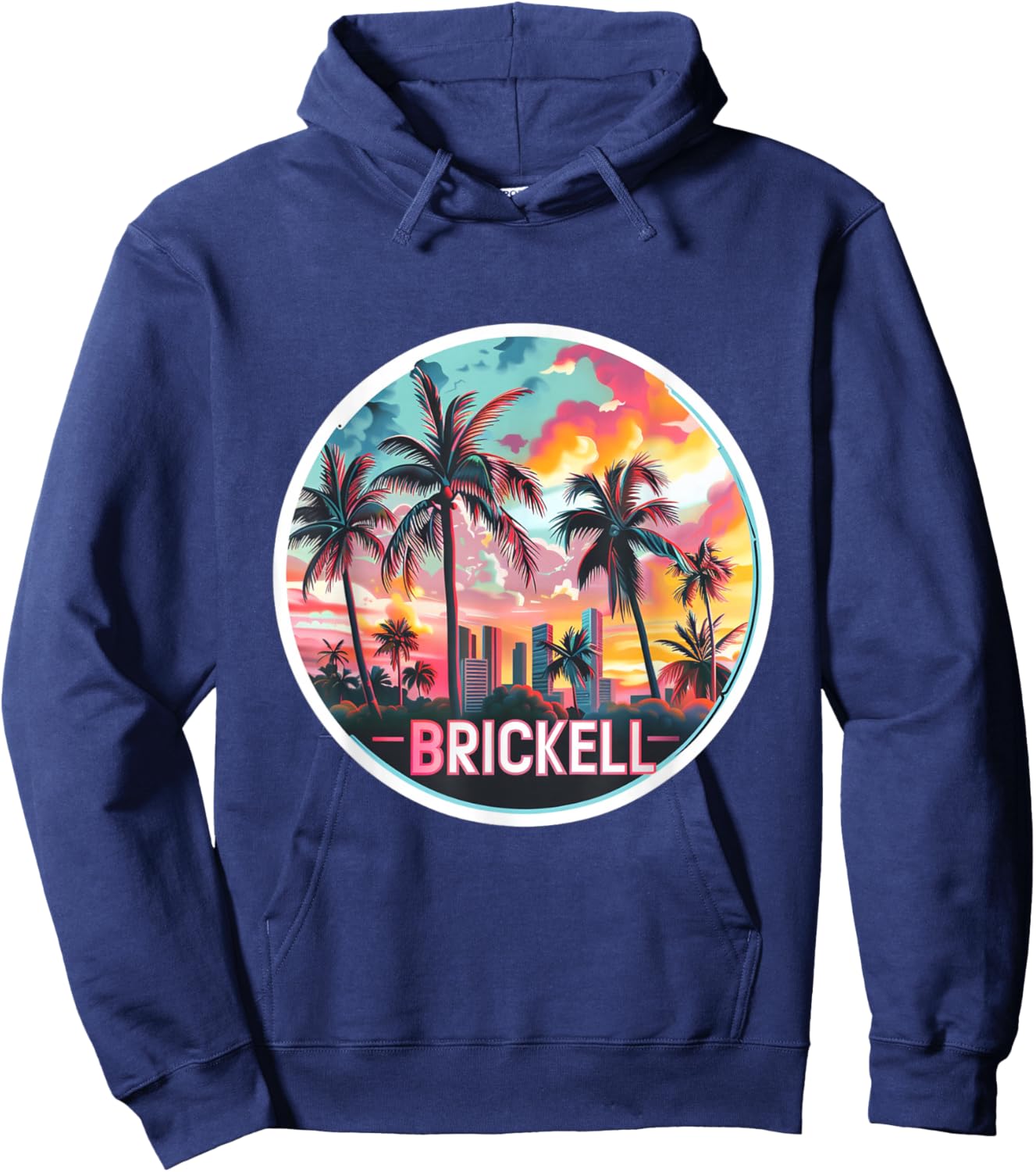 Brickell Miami Florida Squad Vacation Trip Vacay Travel Art Hoodie - Hoodie | Navy