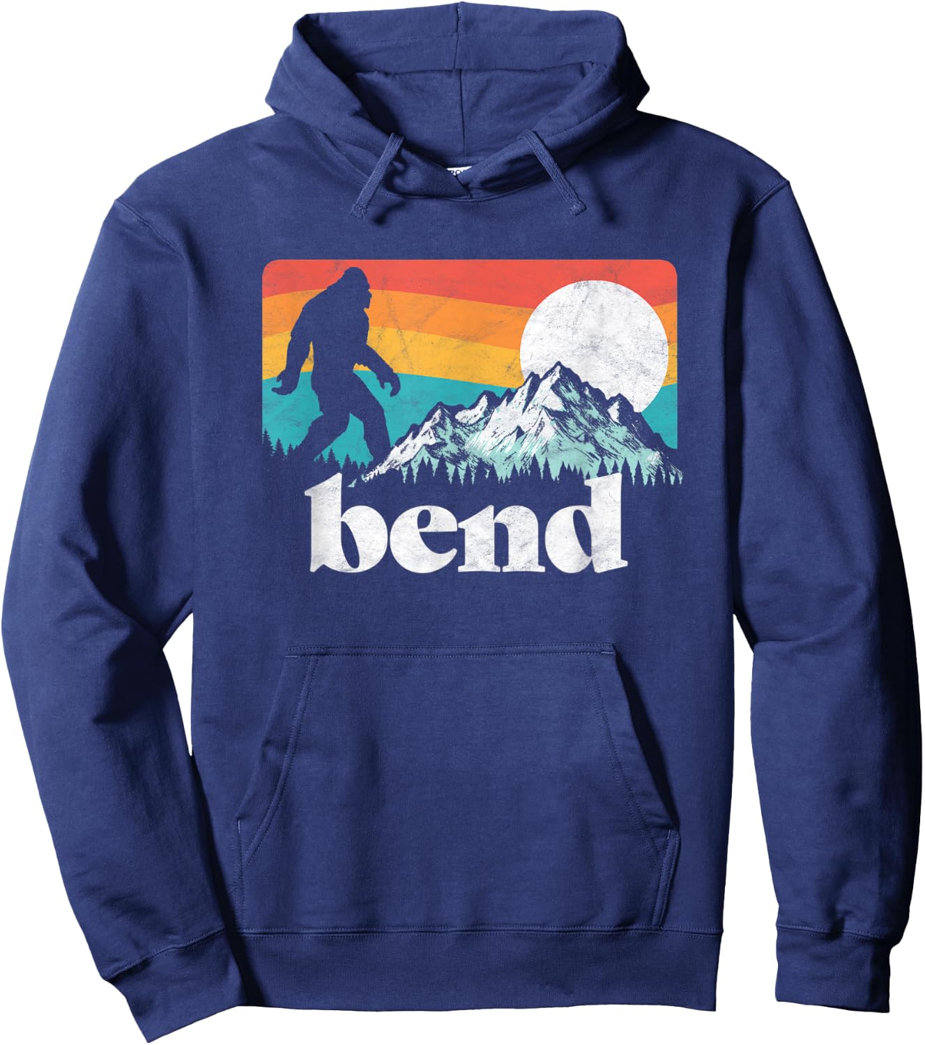 Bend Oregon Retro Bigfoot MountainsNature Graphic Hoodie - Hoodie | Navy