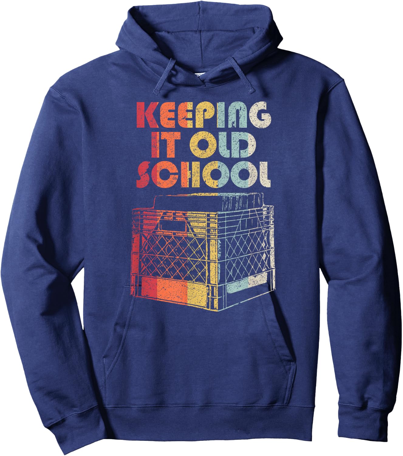 Vinyl Record Shirt. Retro Keeping It Old School Hoodie - Hoodie | Navy