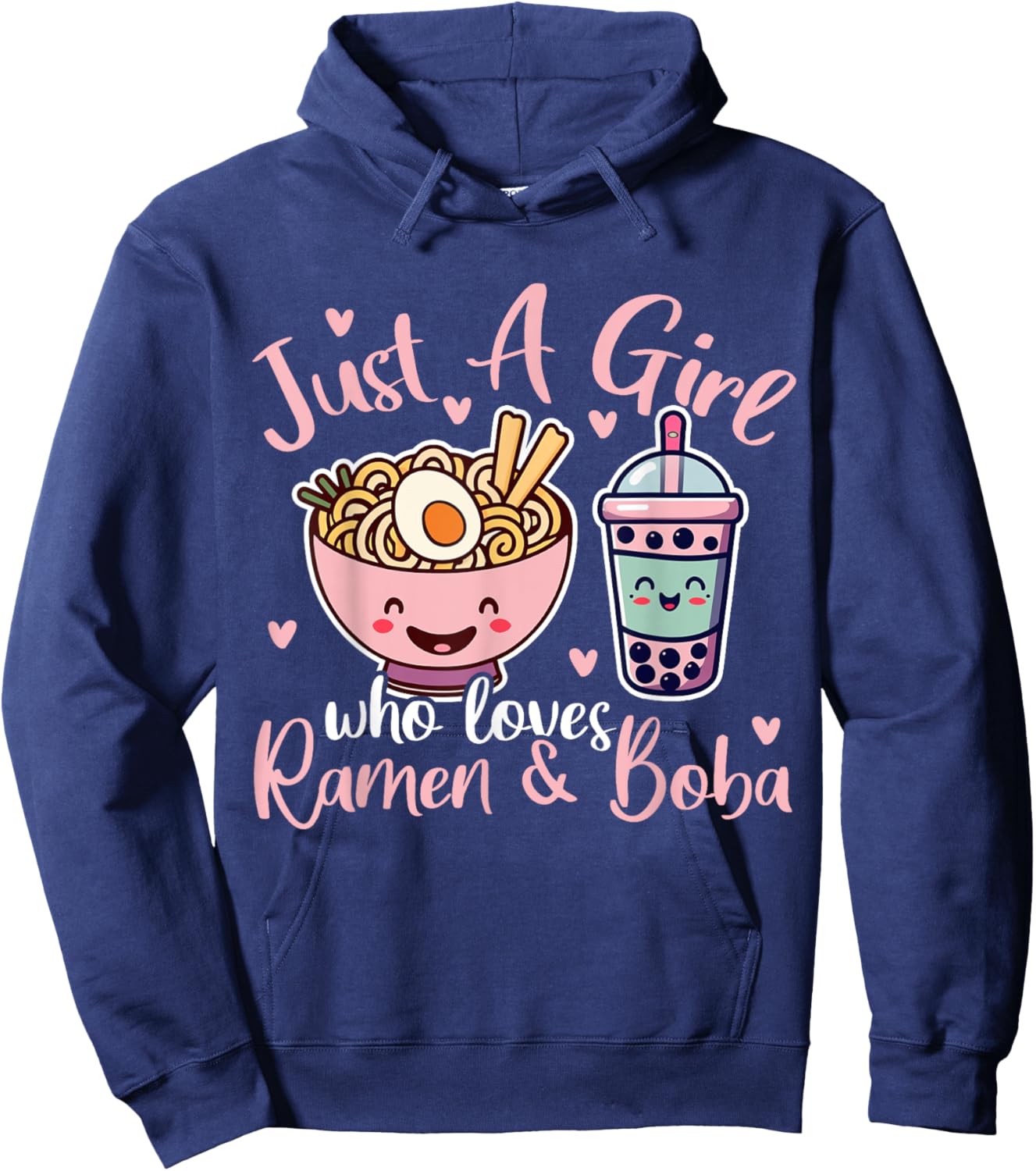 Just A Girl Who Loves Ramen And Boba. Ramen Boba Bubble Hoodie - Hoodie | Navy