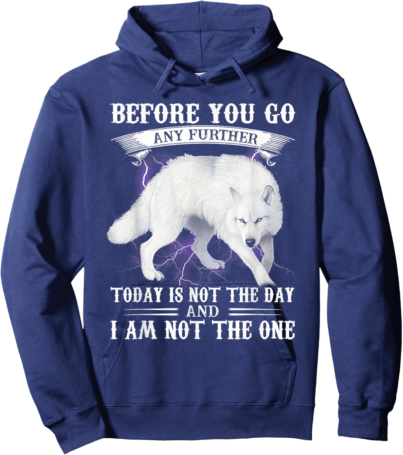 Wolf Before You Go Any Further Today Is Not The Day Hoodie - Hoodie | Navy