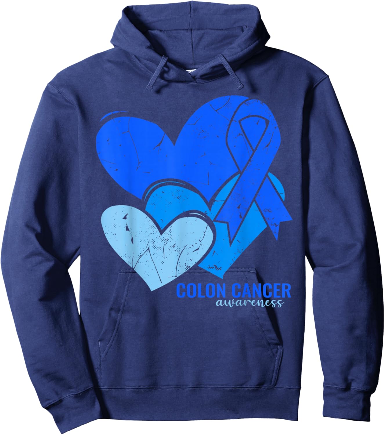 Colon Cancer Awareness Hearts Hoodie - Hoodie | Navy