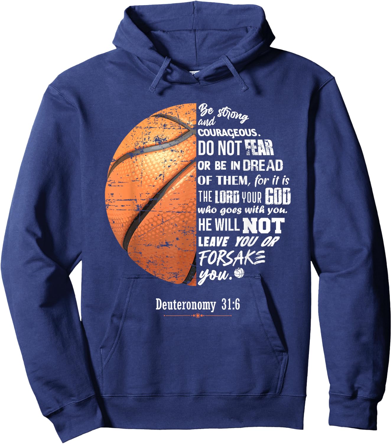 Christian Basketball Deuteronomy Bible Basketball Hoodie - Hoodie | Navy