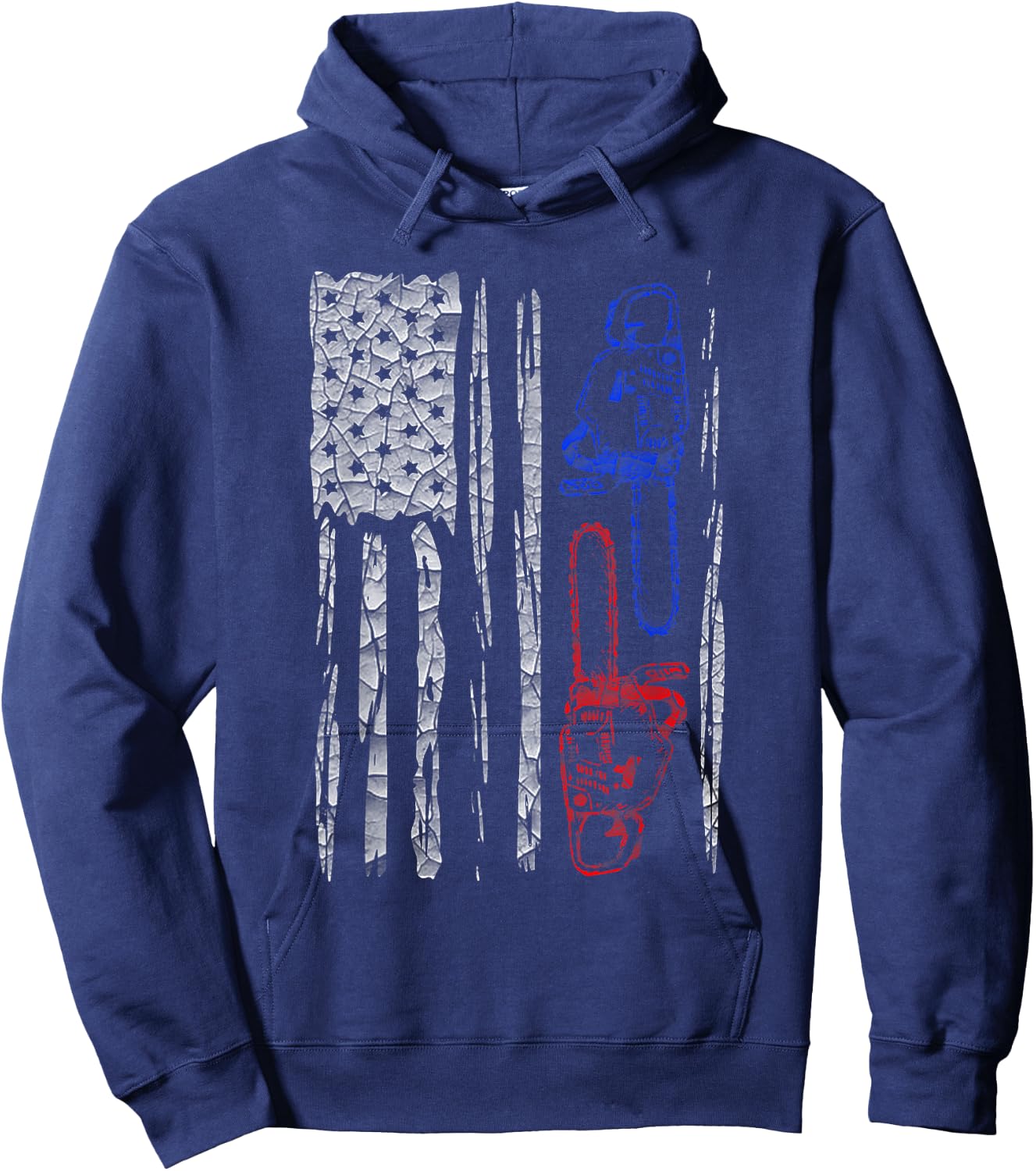 US FLAG CHAINSAW Lumberjack Logger Lumber Gift Hoodie - Hoodie | Navy