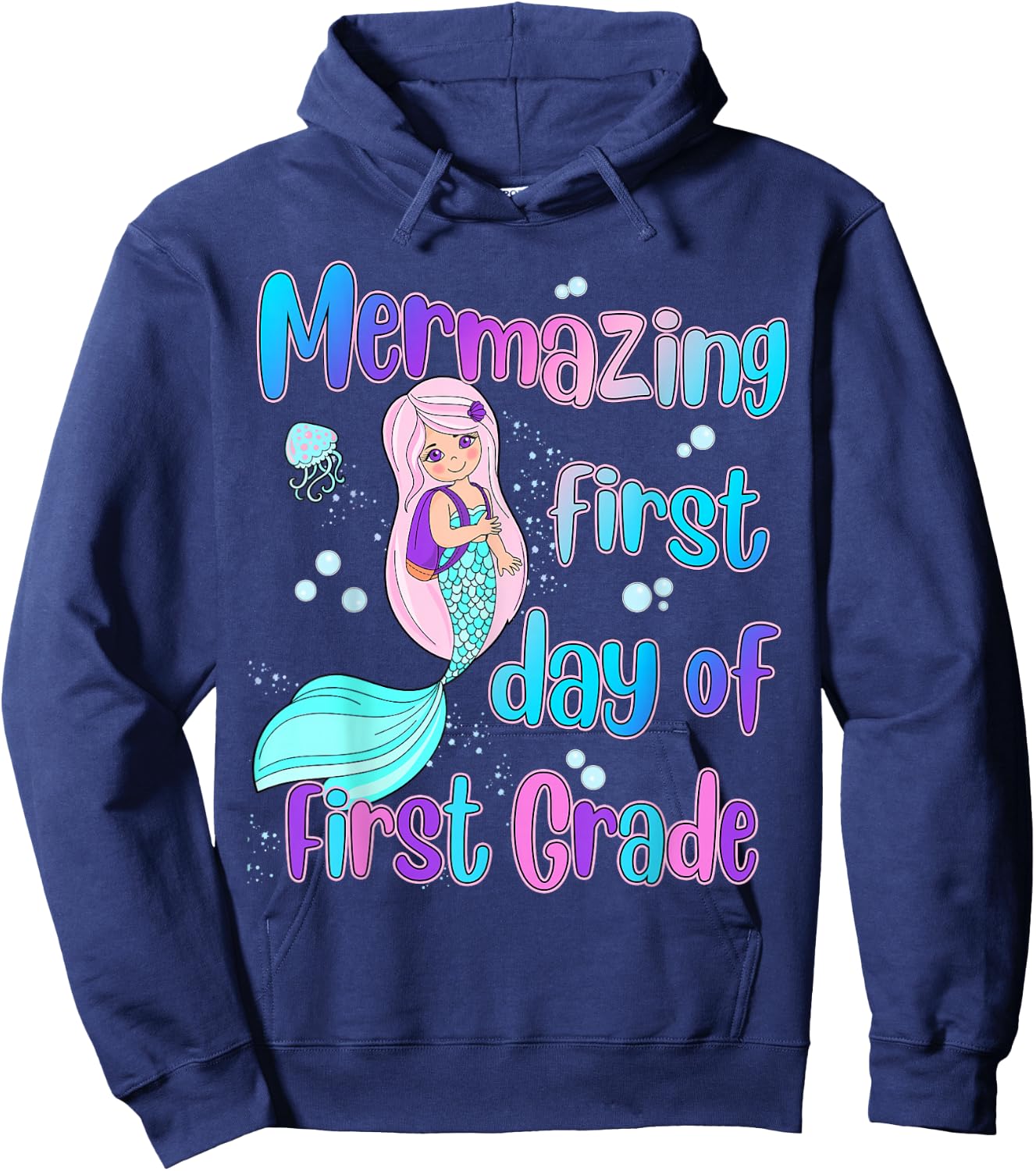 Mermazing First Day of First Grade Back to School Mermaid Hoodie - Hoodie | Navy