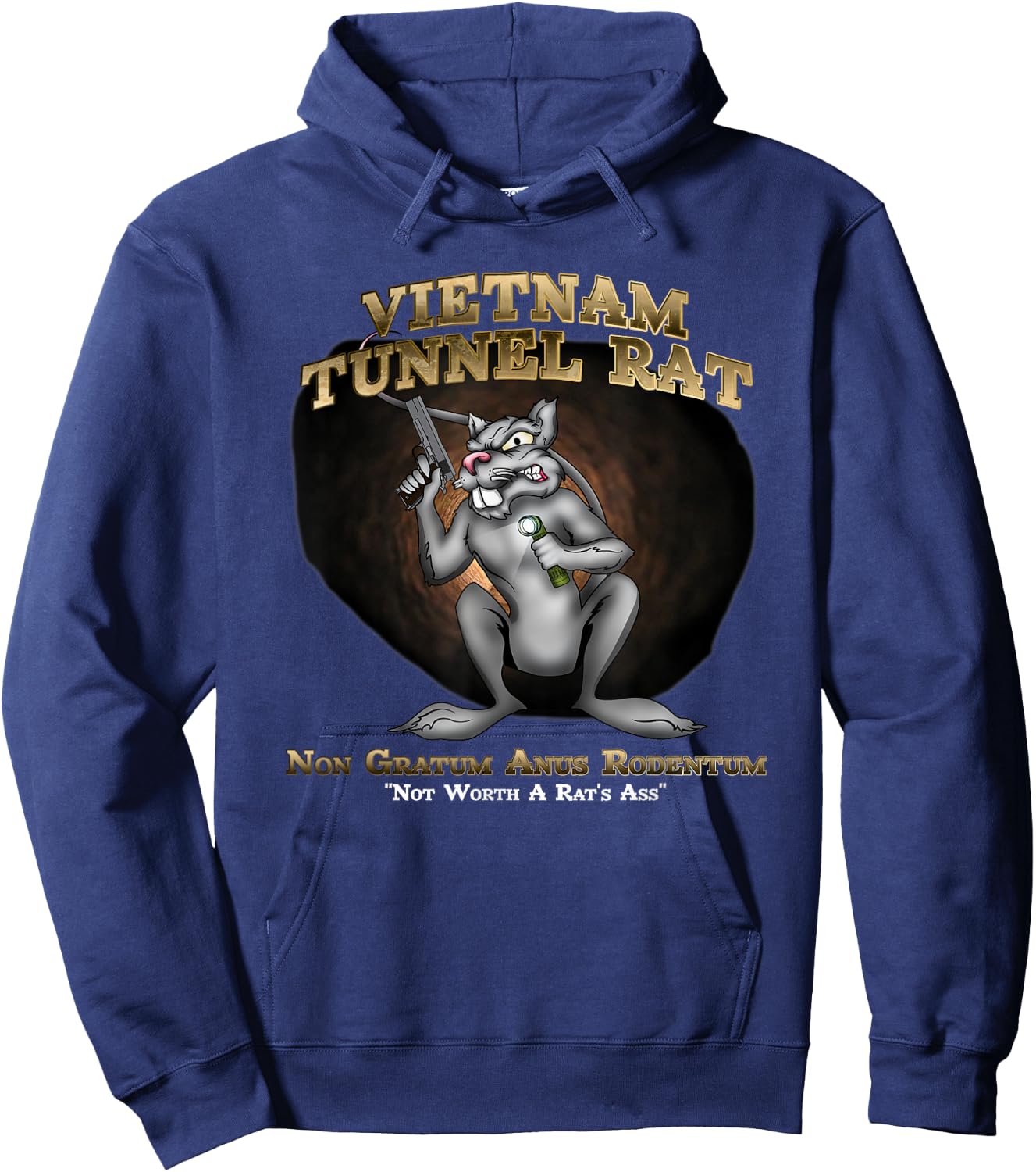 MEDALS OF AMERICA EST. 1976 Vietnam Tunnel Rat -Adults Black Polyester 100% Short Sleeve Classic Fit Small Hoodie - Hoodie | Navy