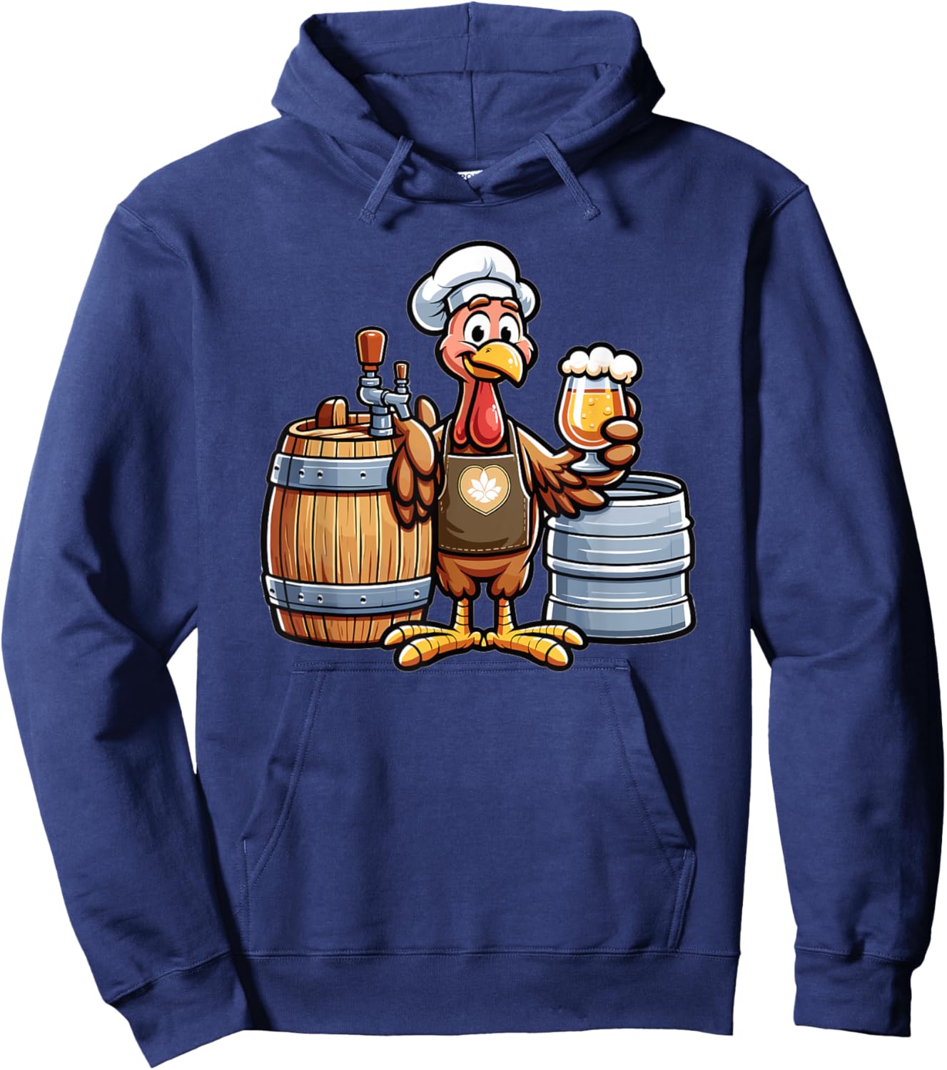 Brewing Beer Thanksgiving Turkey With Beer Hoodie - Hoodie | Navy