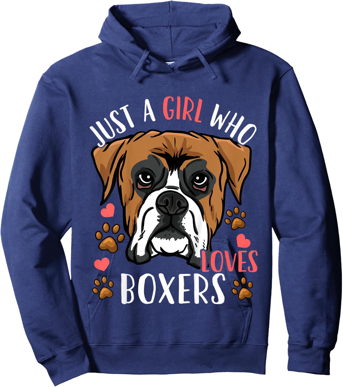 Kids Boxer Dog Just A Girl Who Loves Boxers Gift Hoodie - Hoodie | Navy