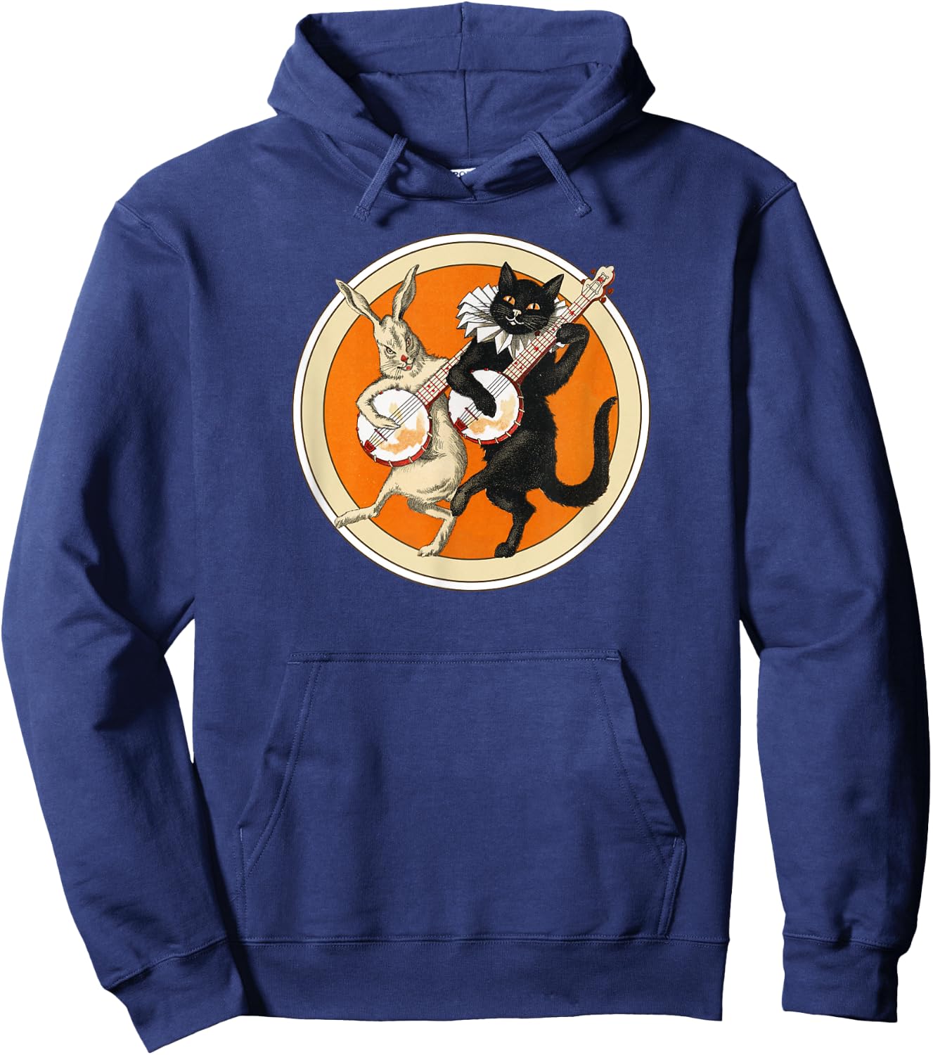 The Black Cat Magazine Halloween Cat Rabbit And Banjo Hoodie - Hoodie | Navy
