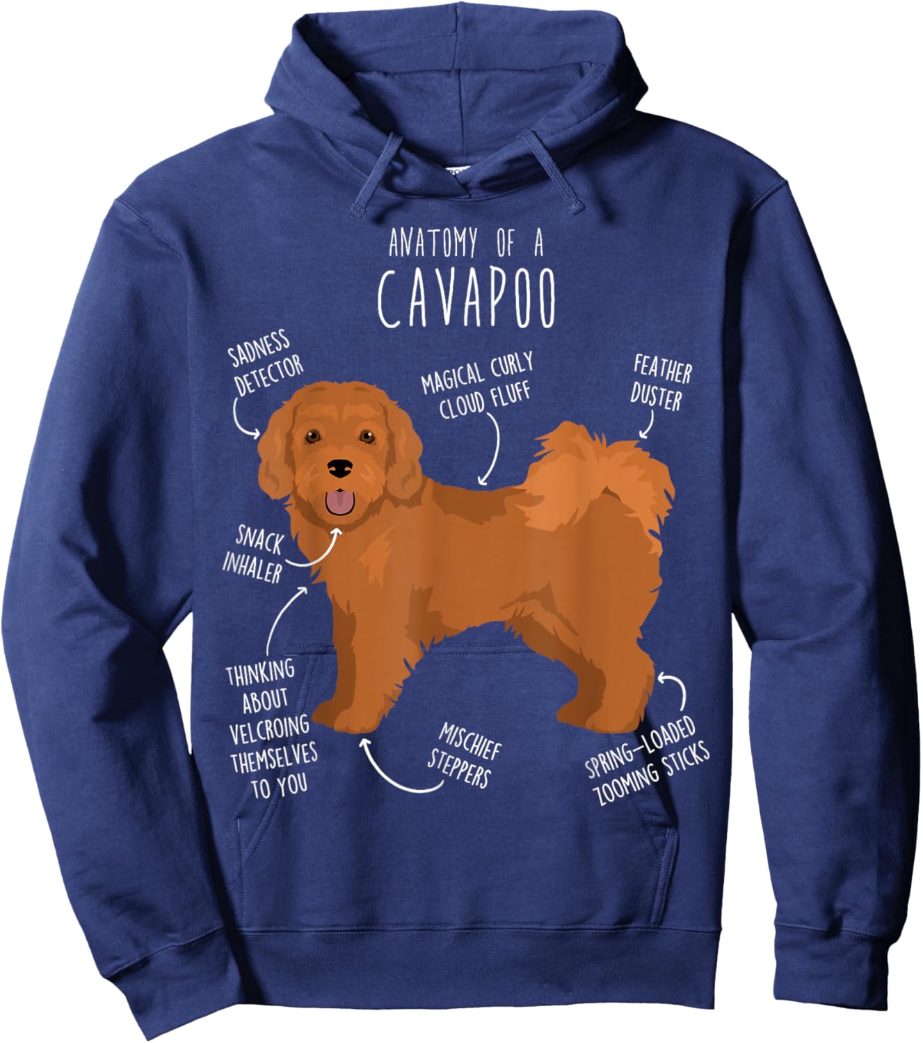 Cavapoo Dog Anatomy, Cute Funny Red Cavoodle Pet Mom Dog Dad Hoodie - Hoodie | Navy