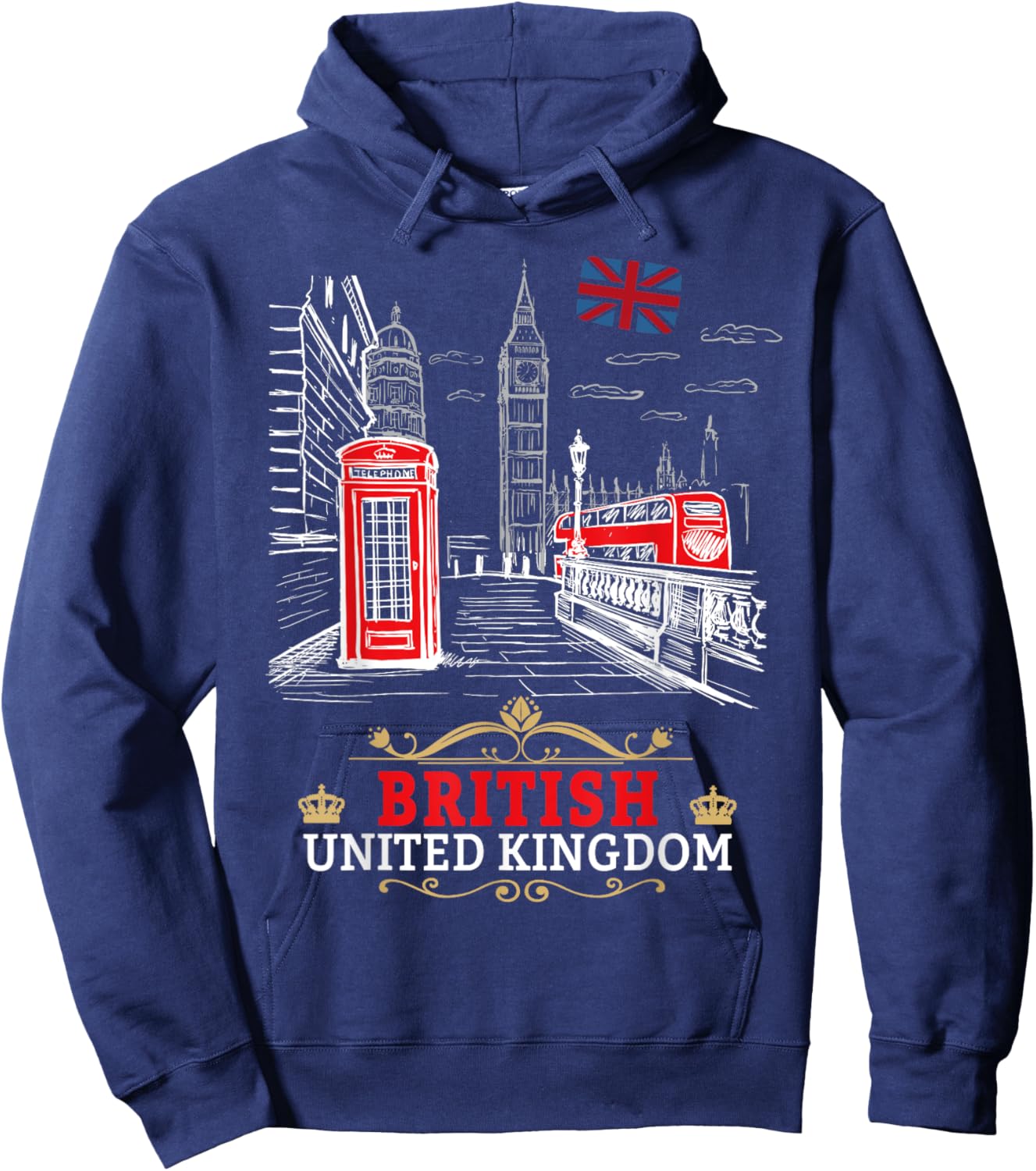 British Souvenirs Outfit Idea For Kids & England British Hoodie - Hoodie | Navy