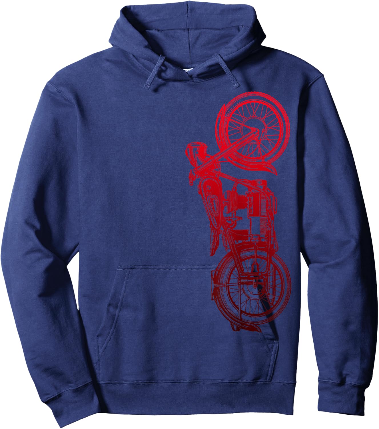 Classic Biker Vintage Retro Black Motorcycle Red Hoodie - Hoodie | Navy