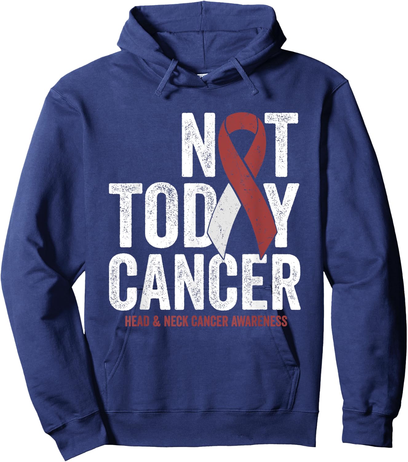Not Today Throat Oral Head and Neck Cancer Awareness Ribbon Hoodie - Hoodie | Navy