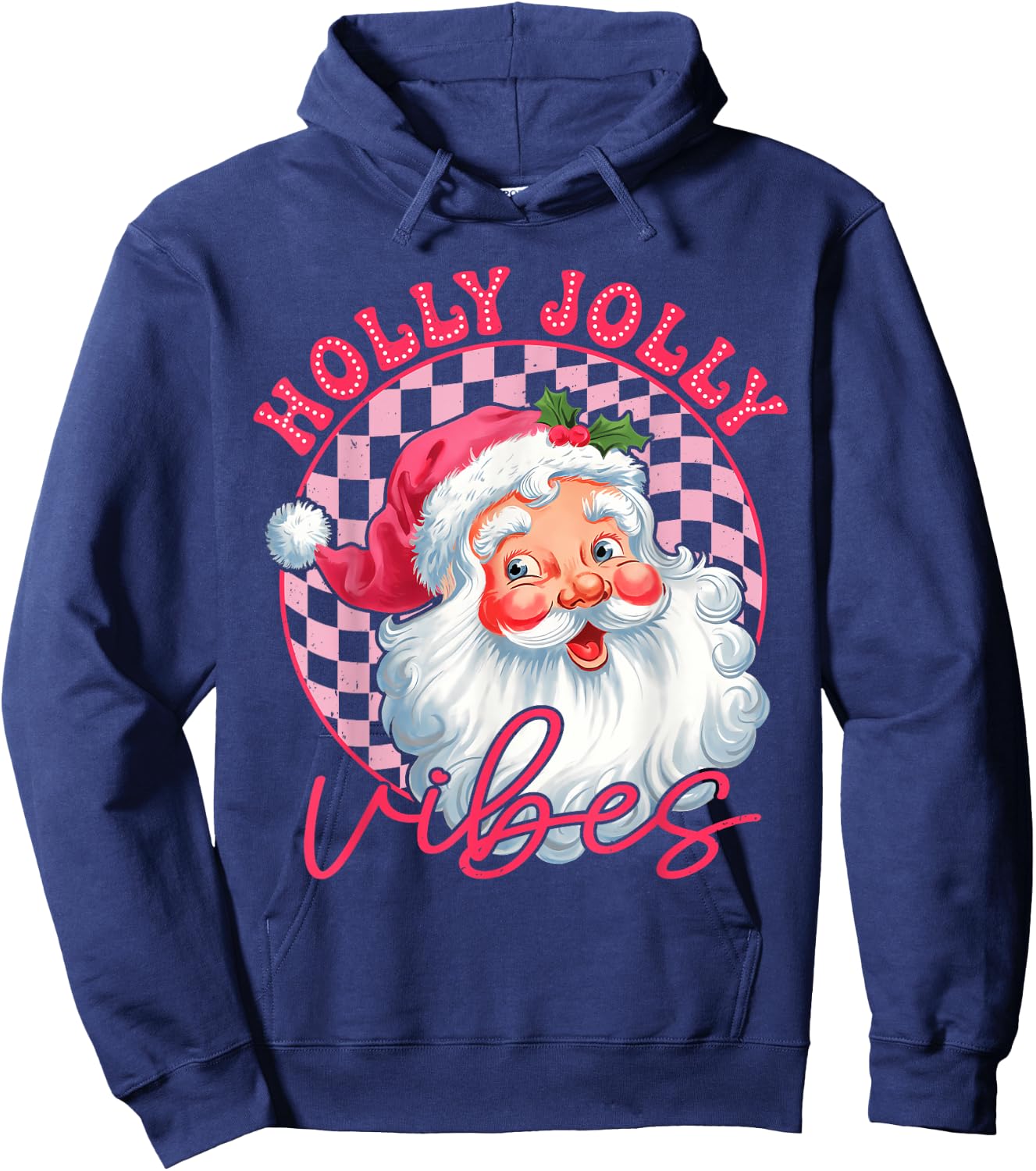 Groovy Cute Santa Claus Christmas Vibes Xmas Women Girl Kids Hoodie - Hoodie | Navy