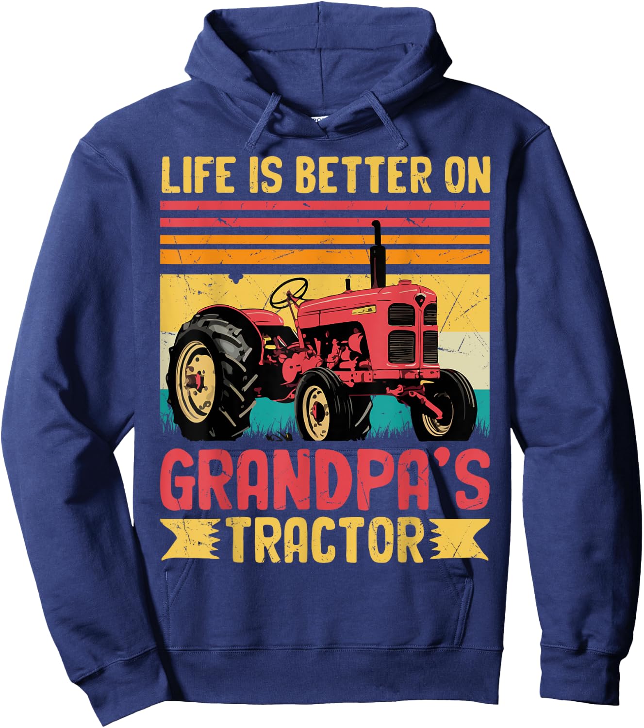 Farm Tractor Boy Life Is Better On Grandpas Tractor Kids Hoodie - Hoodie | Navy