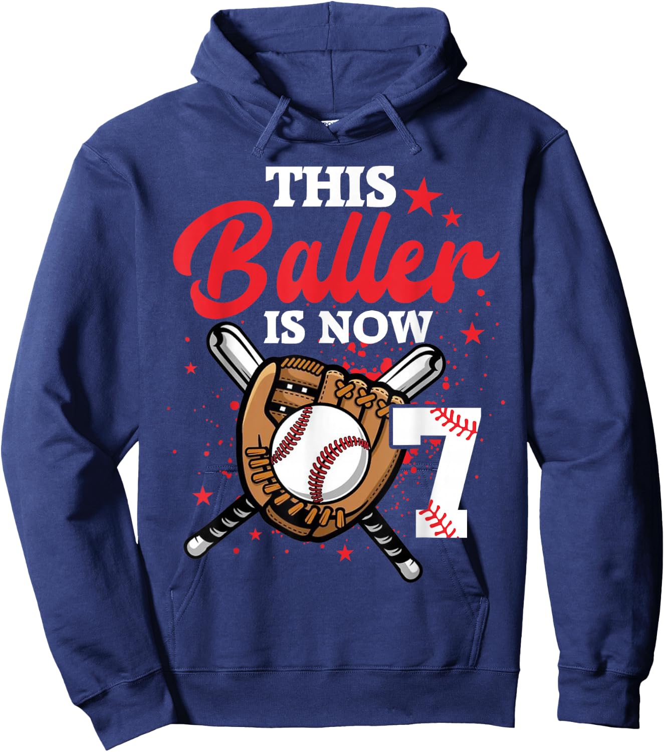7th Birthday Baseball Boy 7 Year Old Baseball Player Hoodie - Hoodie | Navy