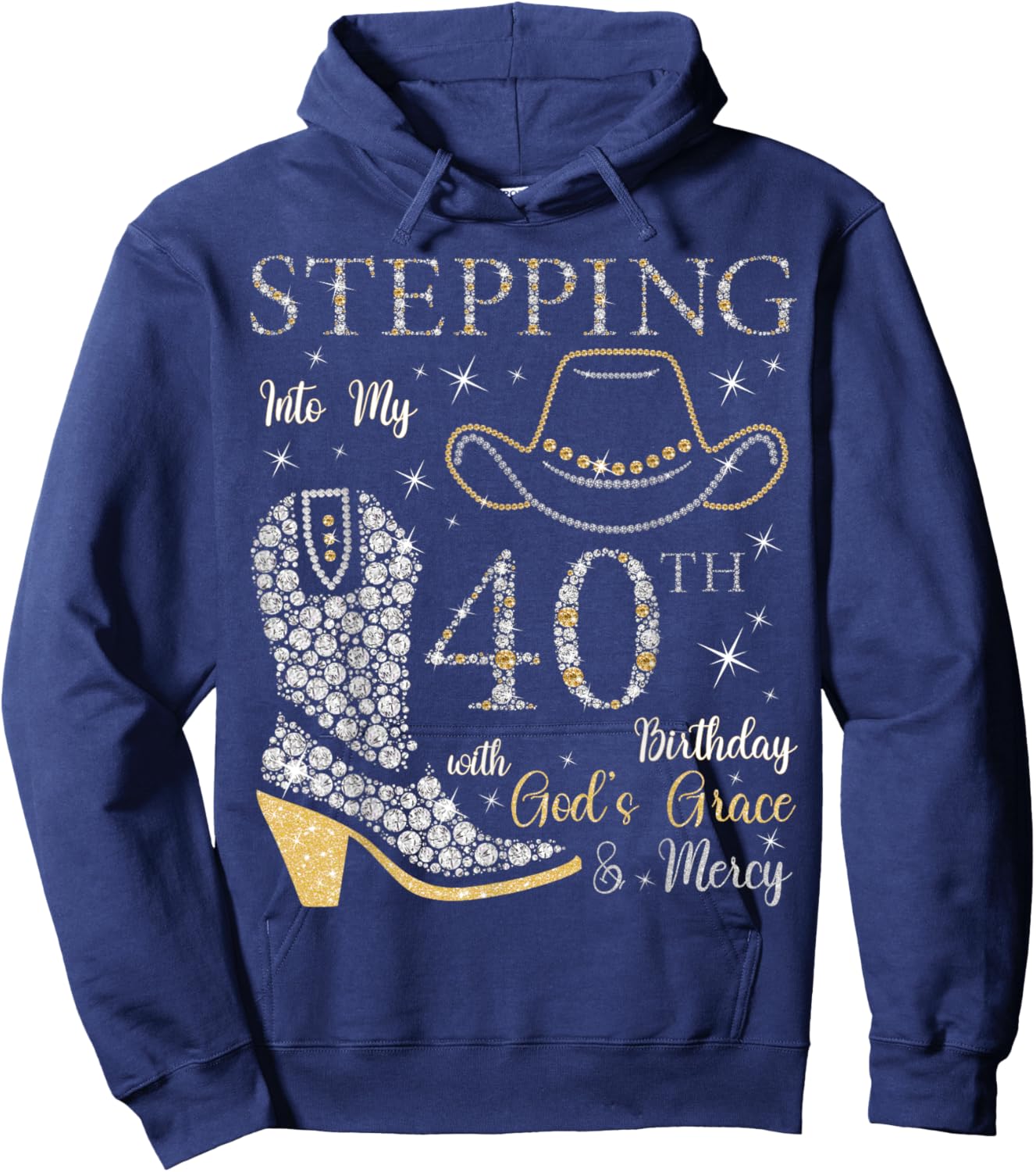 Stepping Into My 40th Birthday With God's Grace and Mercy Hoodie - Hoodie | Navy
